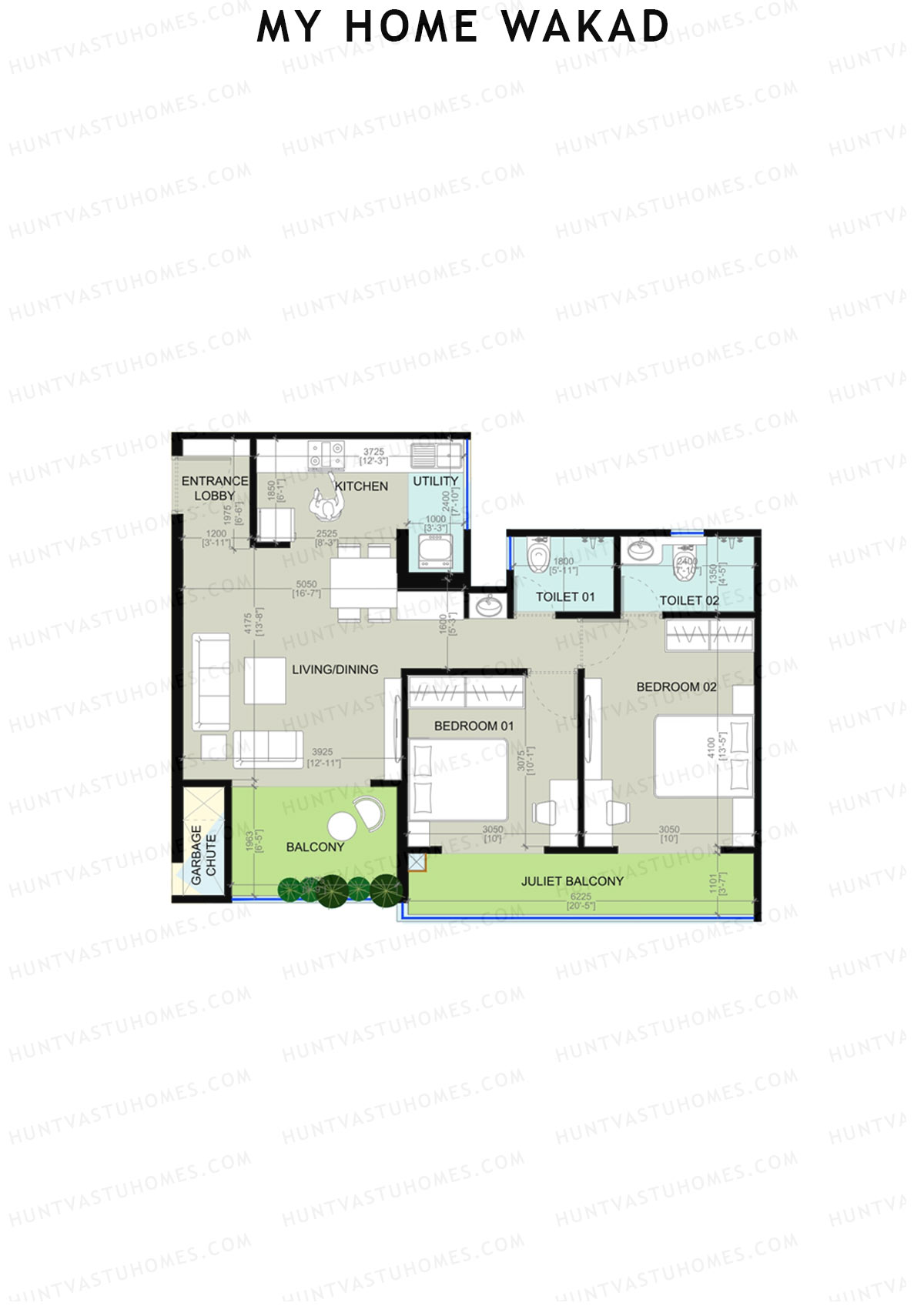 My Home Wakad Wing A Unit 7 (Type 3A) Floor Plan