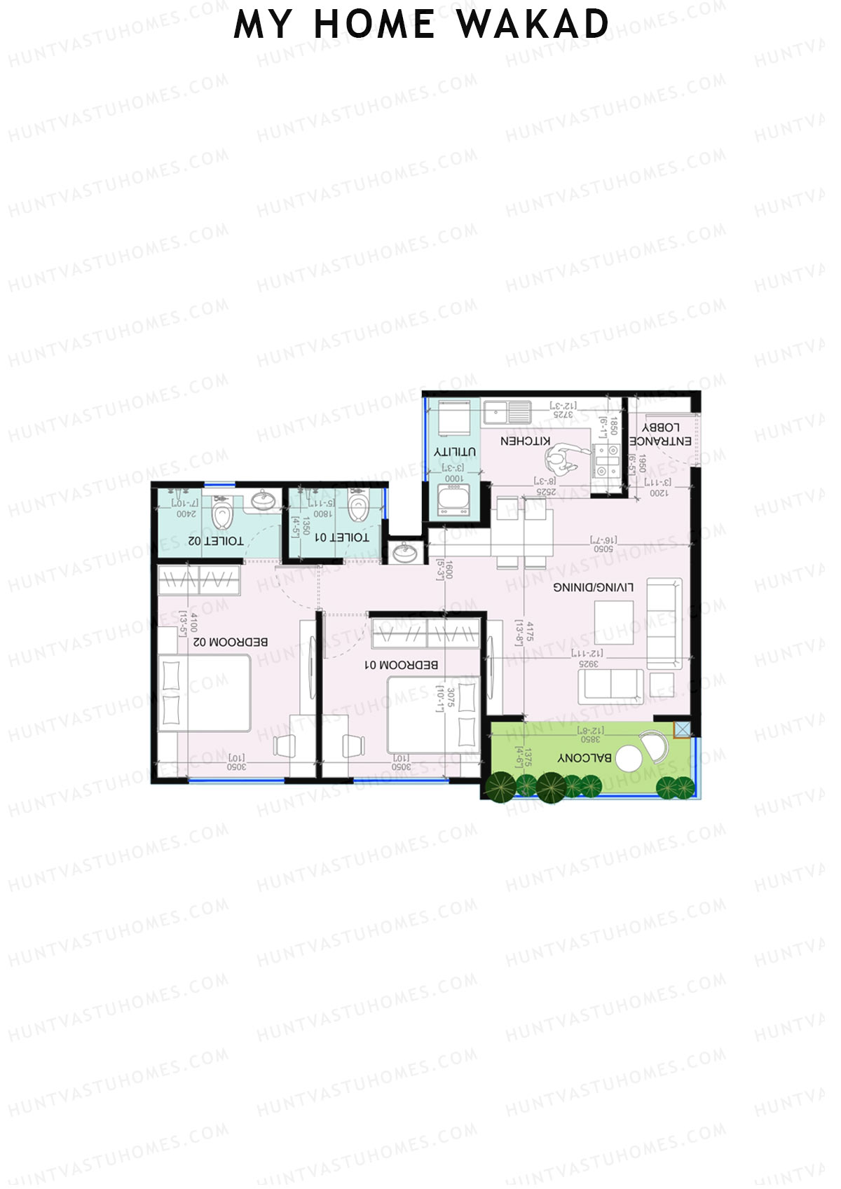 My Home Wakad Wing A Unit 8 (Type 1) Floor Plan