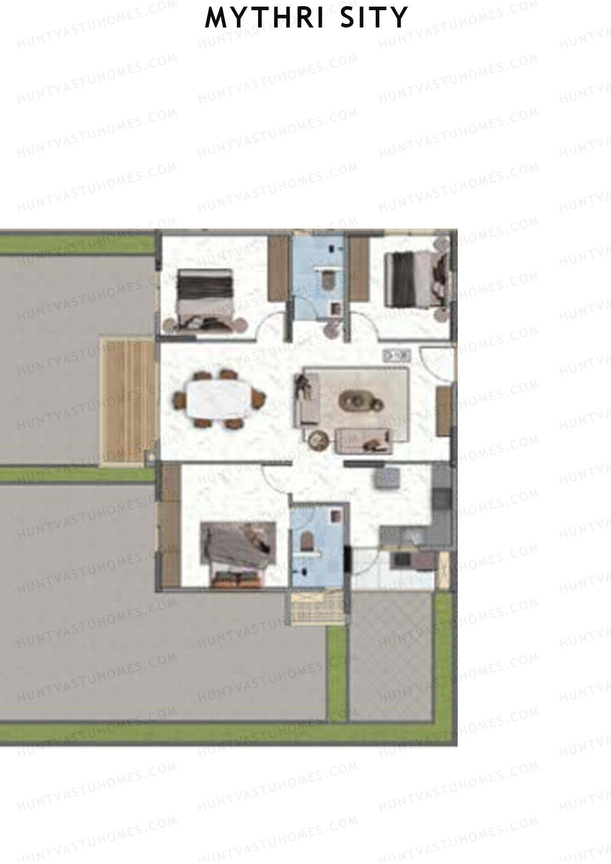 Mythri Sity, Tower 2 Block D, Unit D6, 3BHK, Super Area 1505   sq ft 