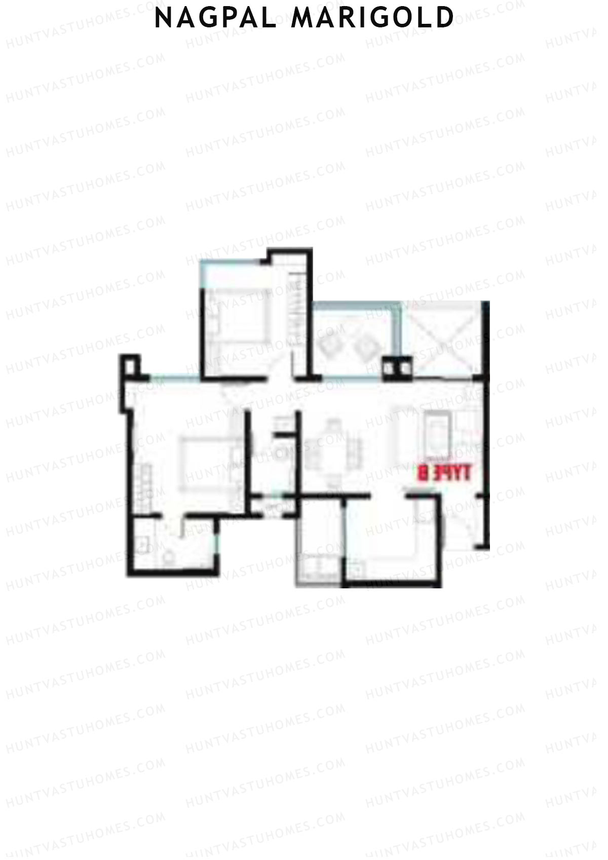Nagpal Marigold Tower B Unit 1 (Type B) Floor Plan