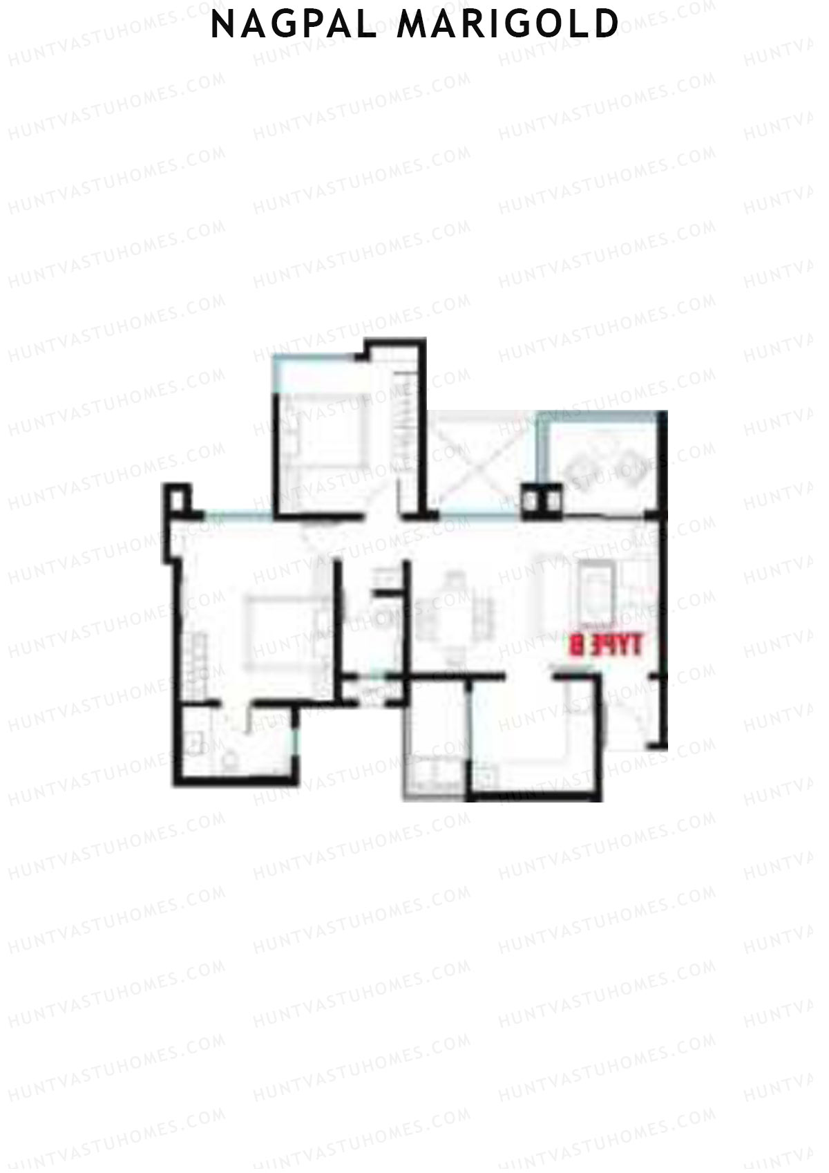 Nagpal Marigold Tower B Unit 1 (Type B) Floor Plan