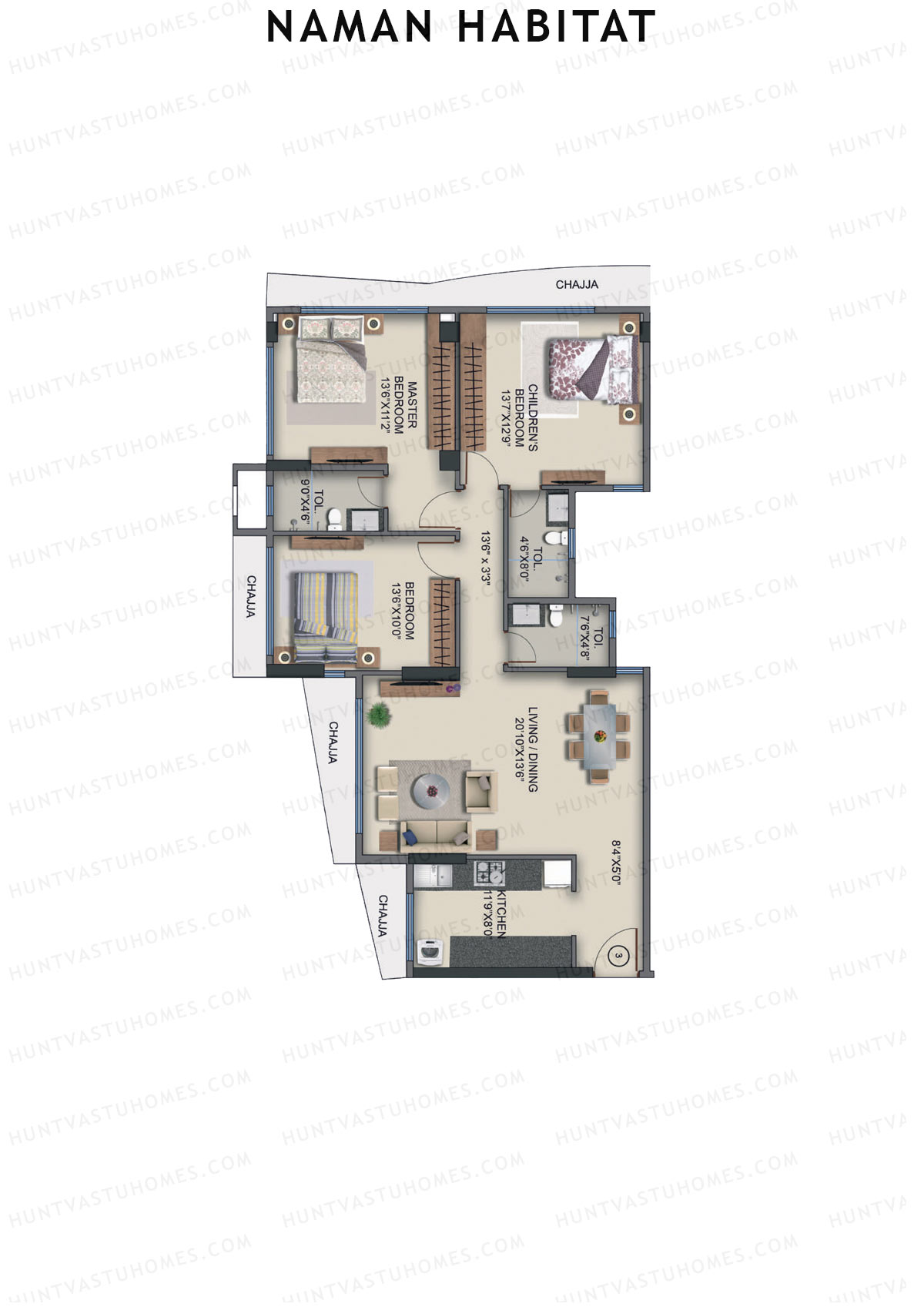 Naman Habitat Wing A Unit 3 Floor Plan