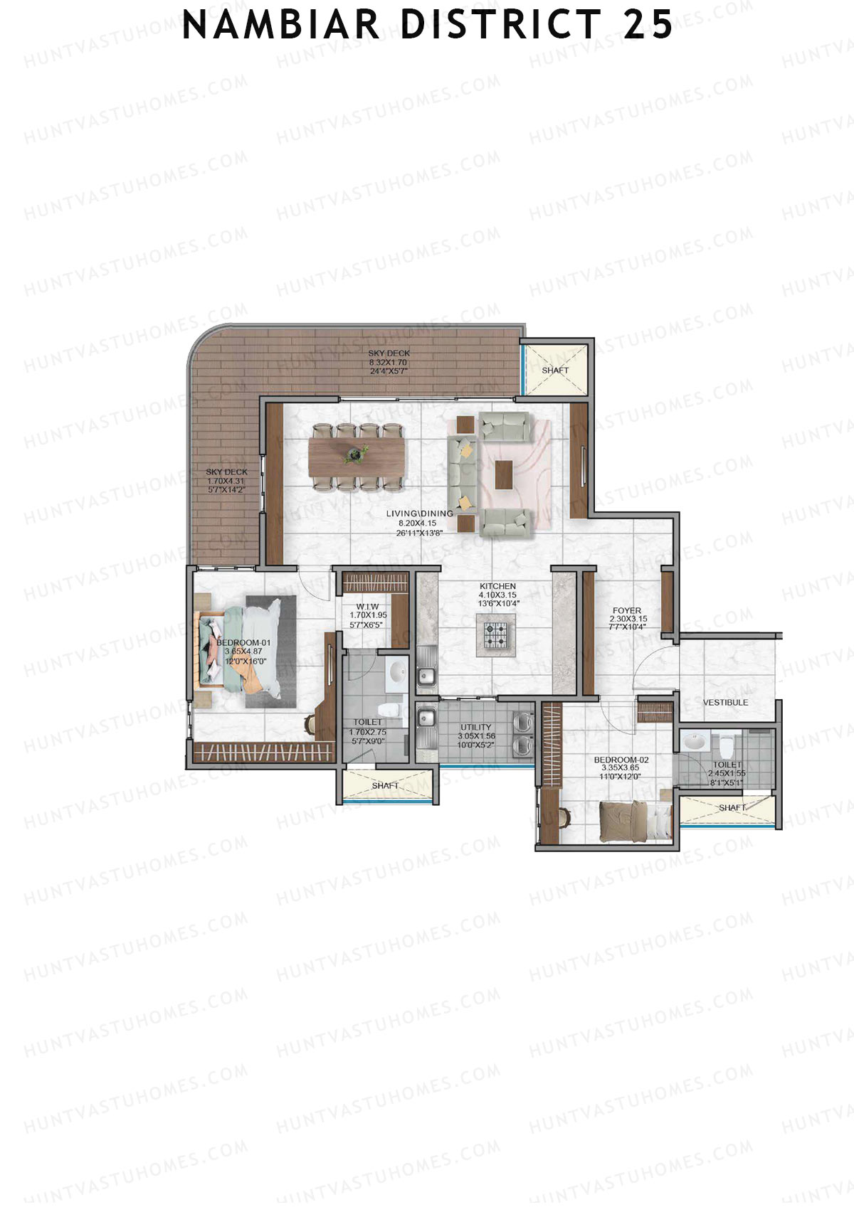 Nambiar District 25, Tower 12, Unit 2, 2BHK, Super Area 1930   sq ft 
