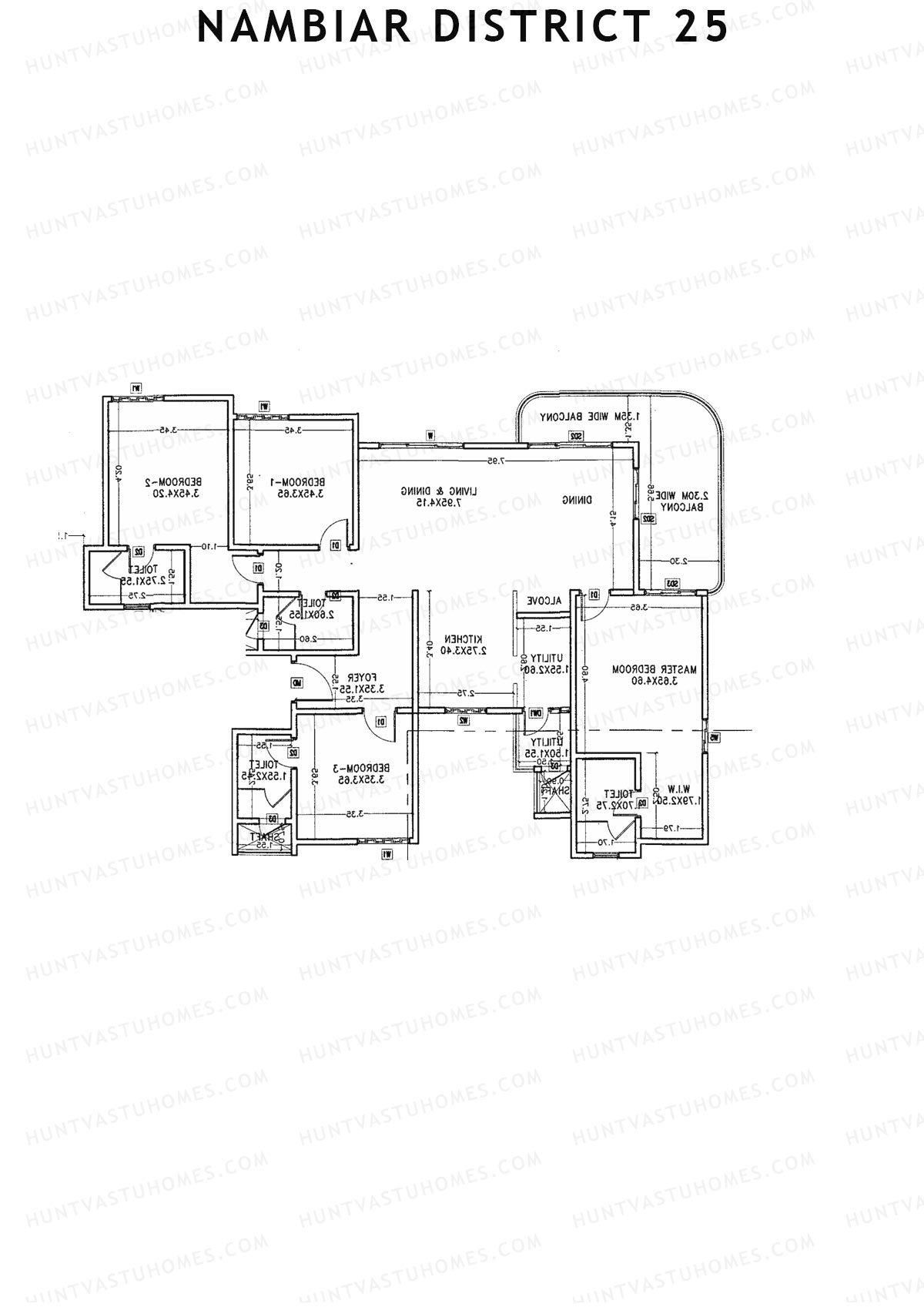 Nambiar District 25, Tower 2, Unit 3, 4BHK, Carpet Area 1605   sq ft 
