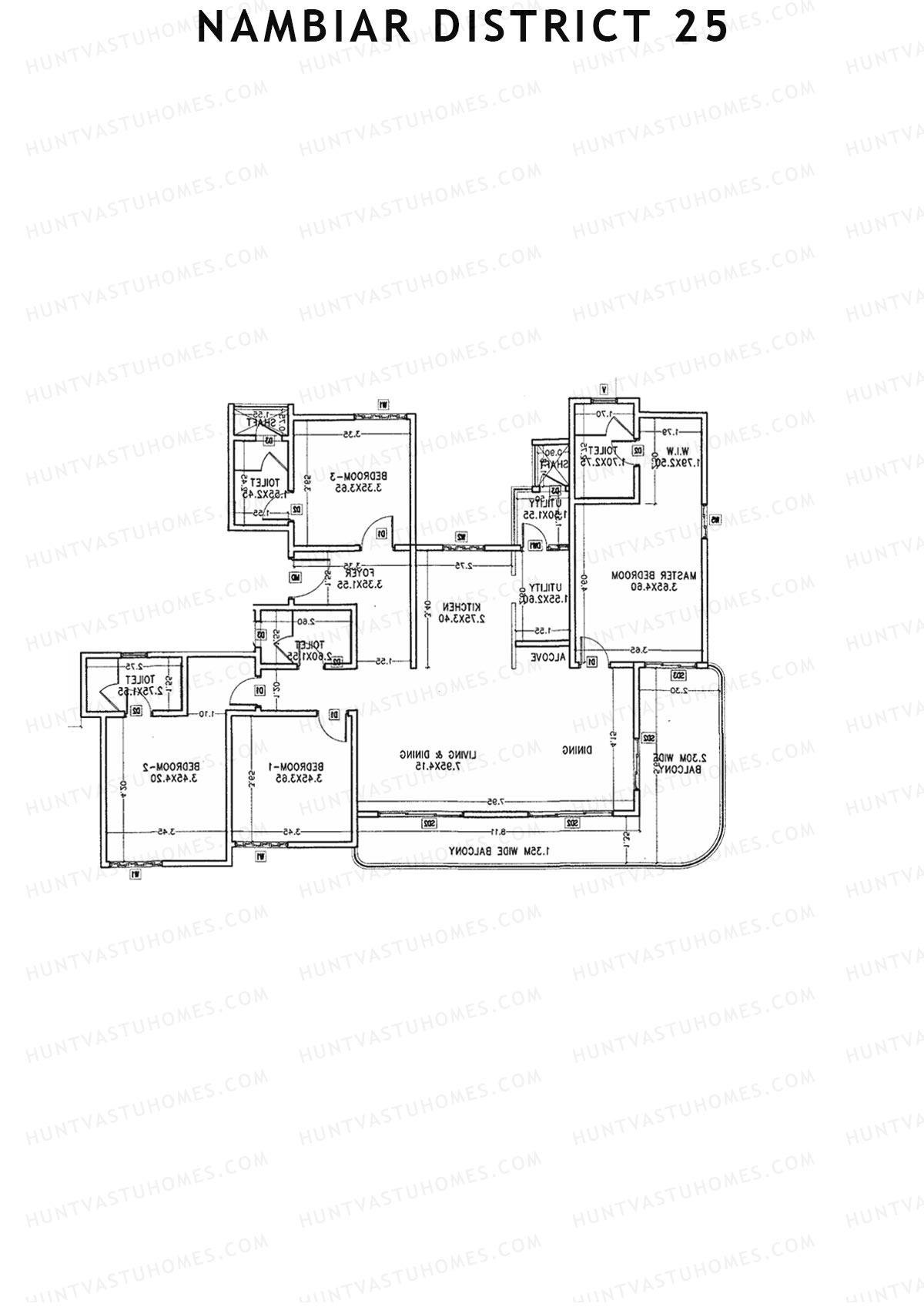 Nambiar District 25, Tower 2, Unit 4, 4BHK, Carpet Area 1605   sq ft 