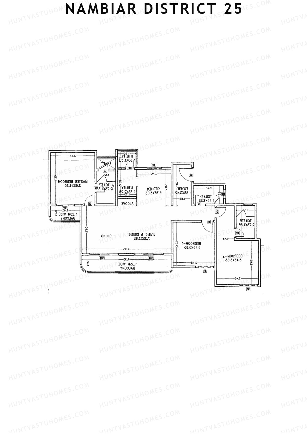 Nambiar District 25, Tower 4, Unit 1, 3BHK, Carpet Area 1259   sq ft 