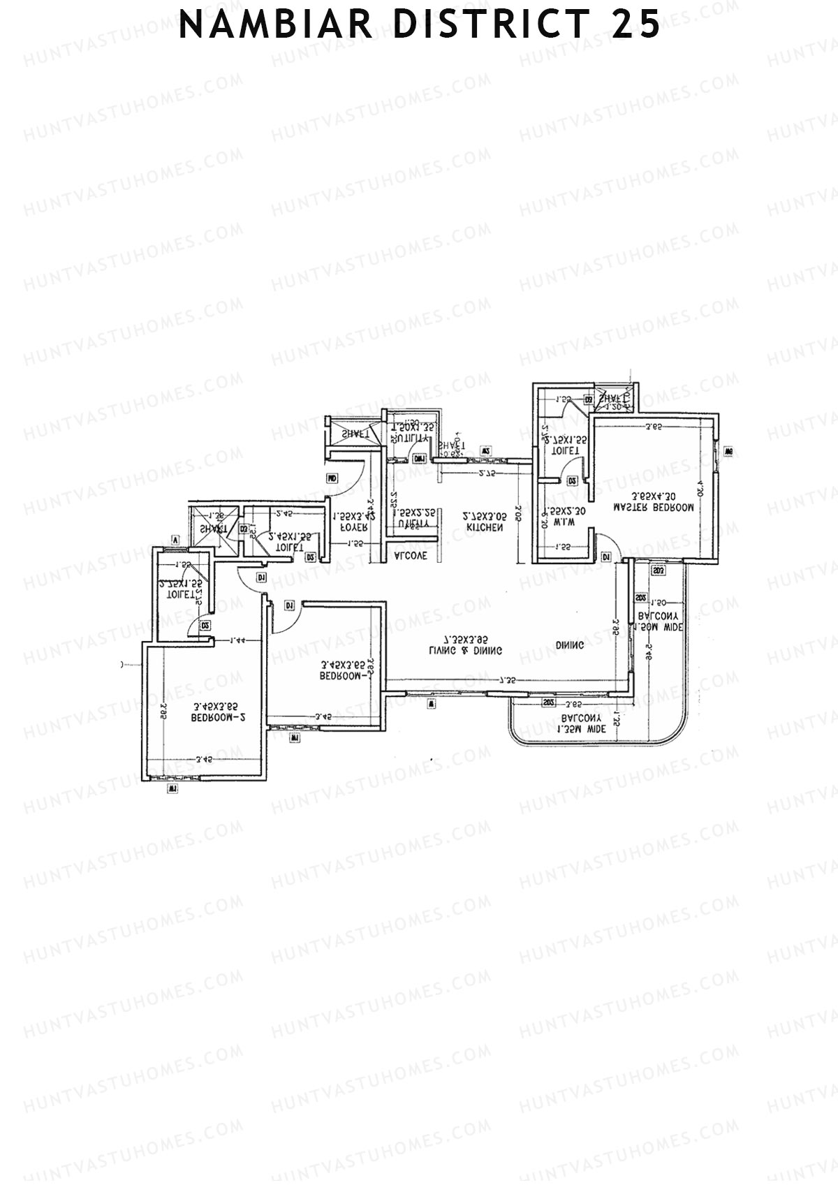 Nambiar District 25, Tower 4, Unit 4, 3BHK, Carpet Area 1309   sq ft 