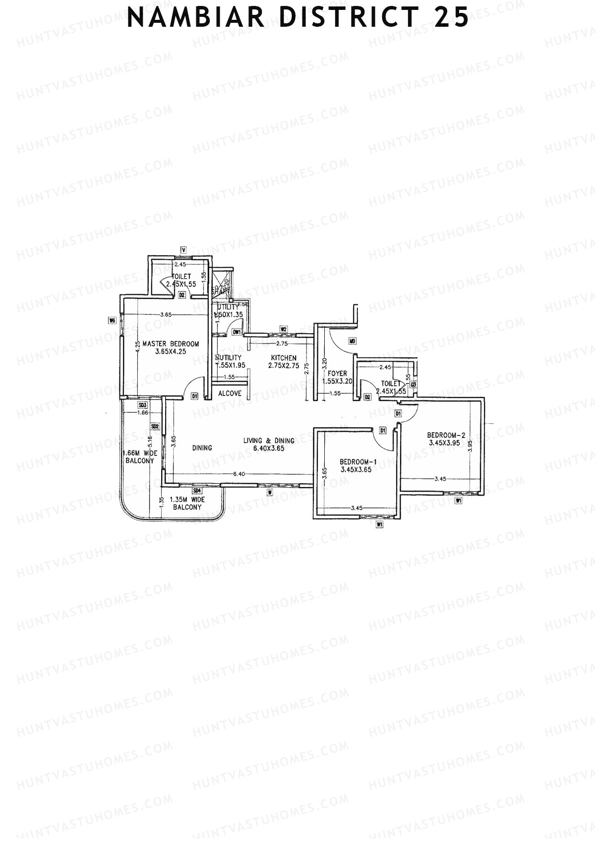 Nambiar District 25, Tower 5, Unit 1, 3BHK, Carpet Area 1079   sq ft 