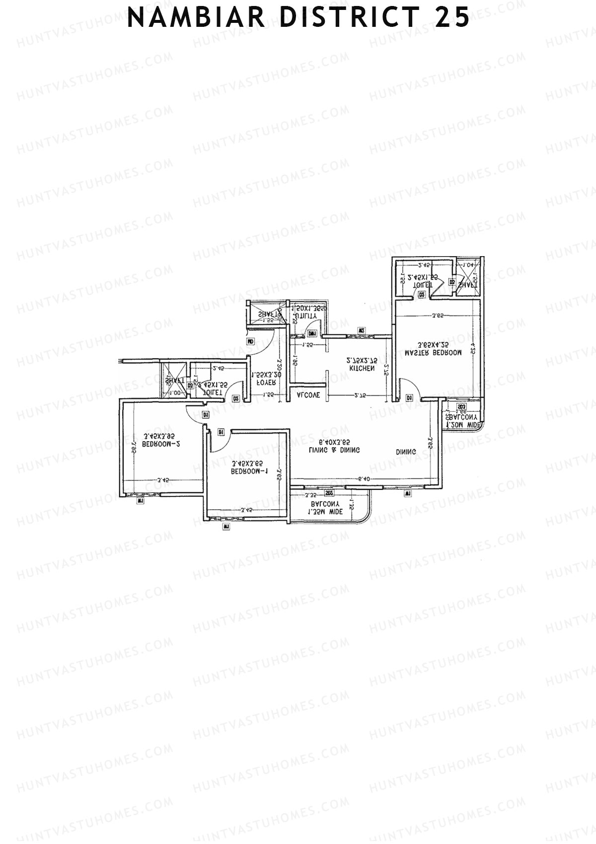 Nambiar District 25, Tower 5, Unit 4, 3BHK, Carpet Area 1080   sq ft 