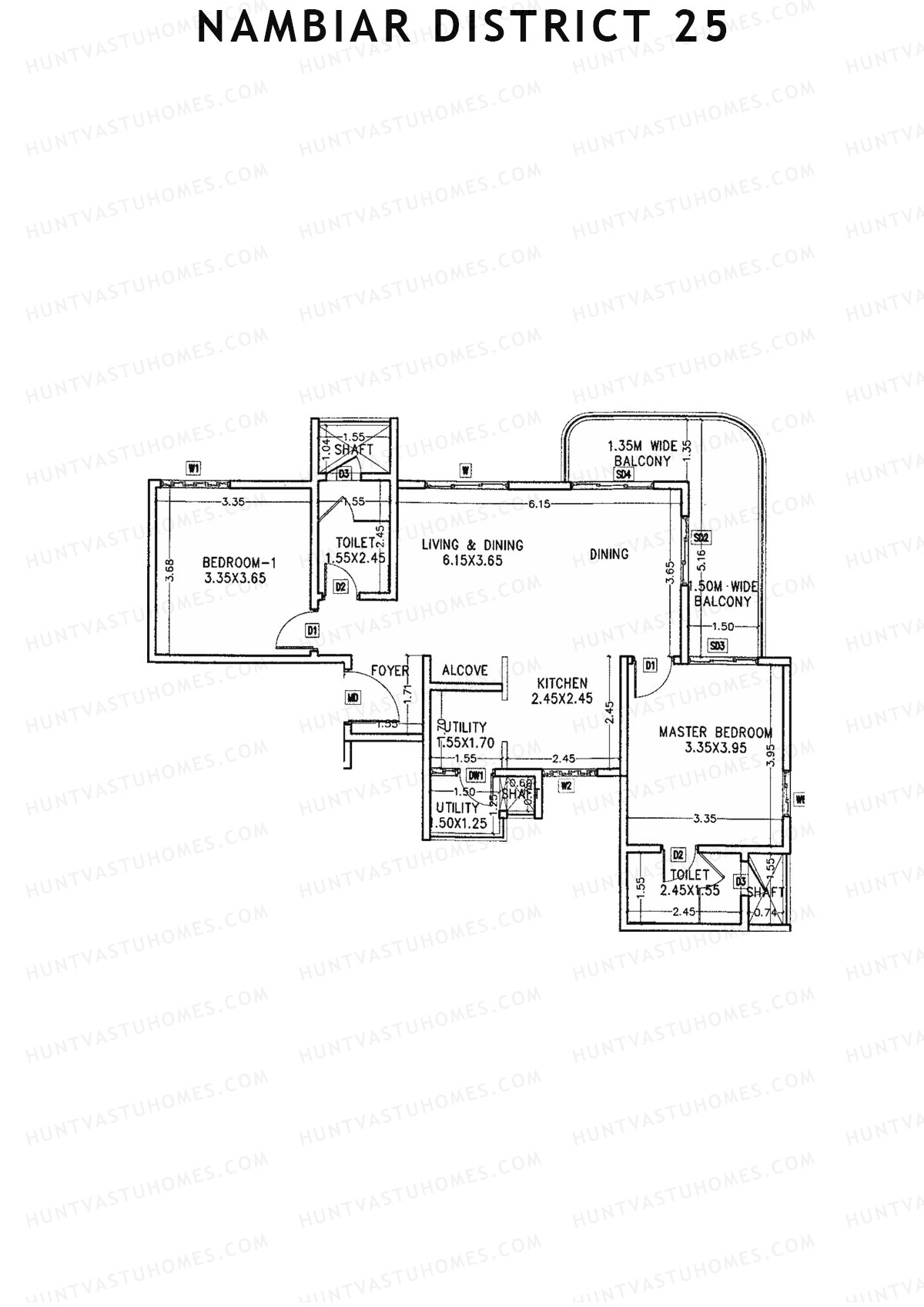 Nambiar District 25, Tower 6, Unit 3, 2BHK, Carpet Area 806   sq ft 