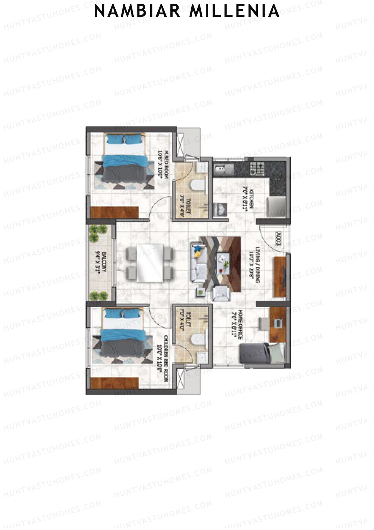 Nambiar Millenia Tower A Unit 3 Floor Plan