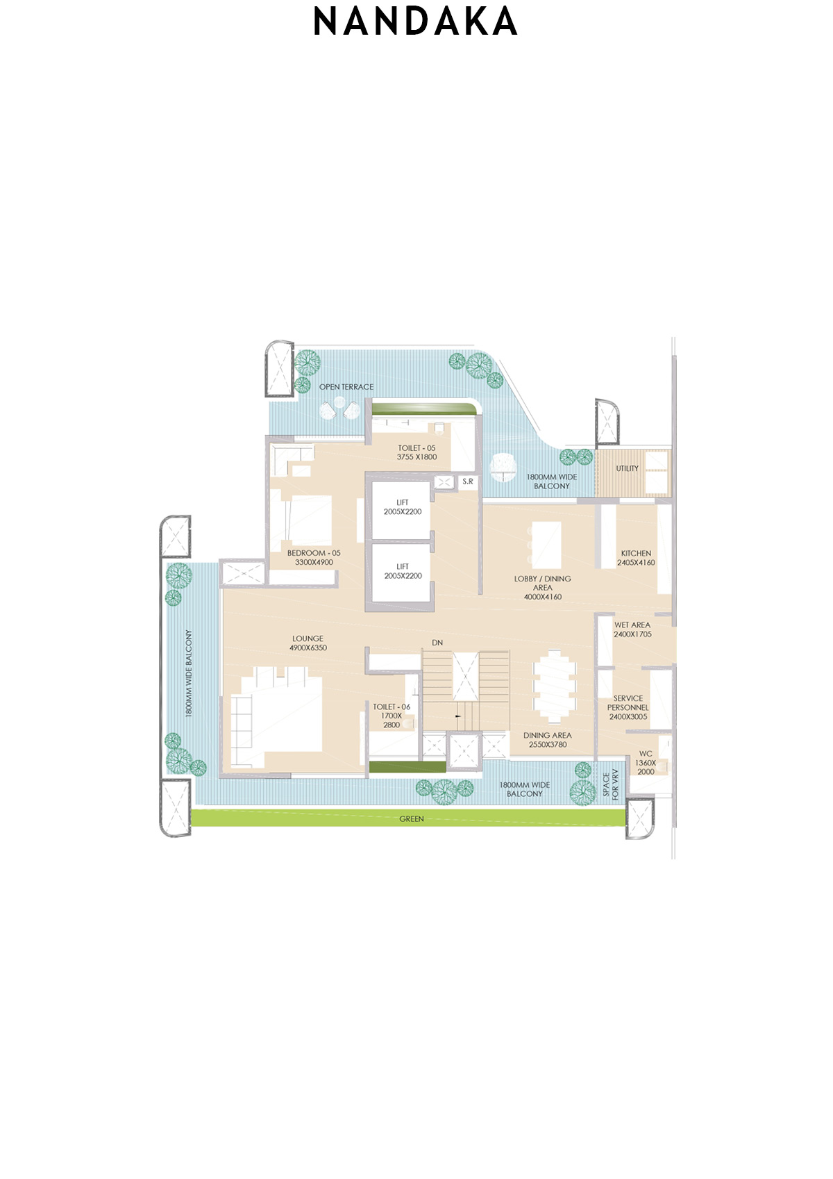 Nandaka Tower 1 Unit 1 (Type Penthouse) Floor Plan