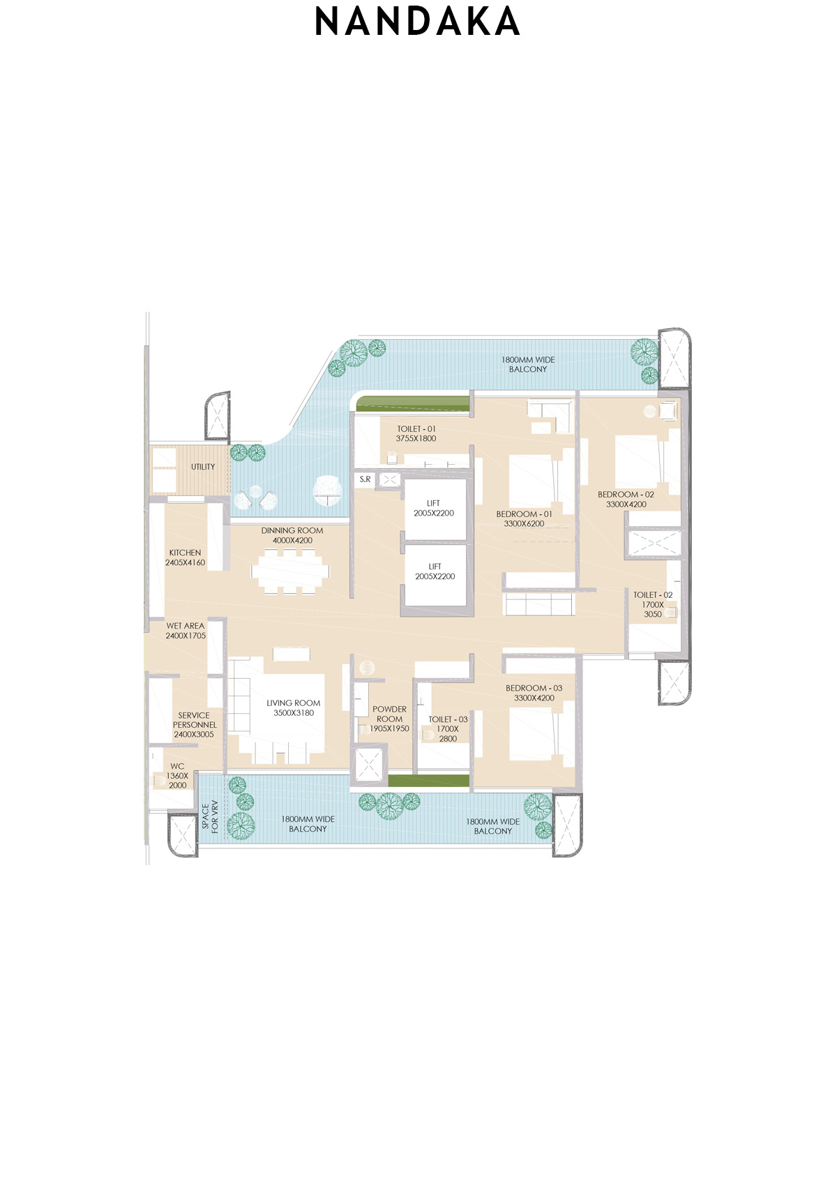 Nandaka Tower 1 Unit 2 Floor Plan