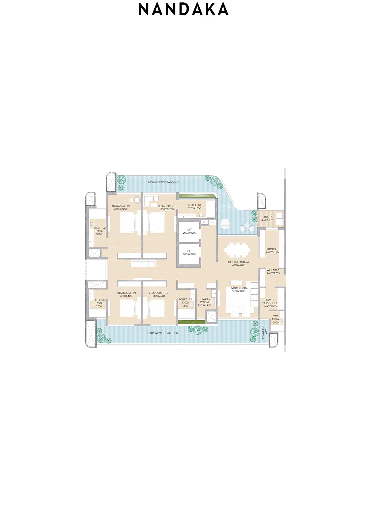 Nandaka Tower 2 Unit 1 Floor Plan