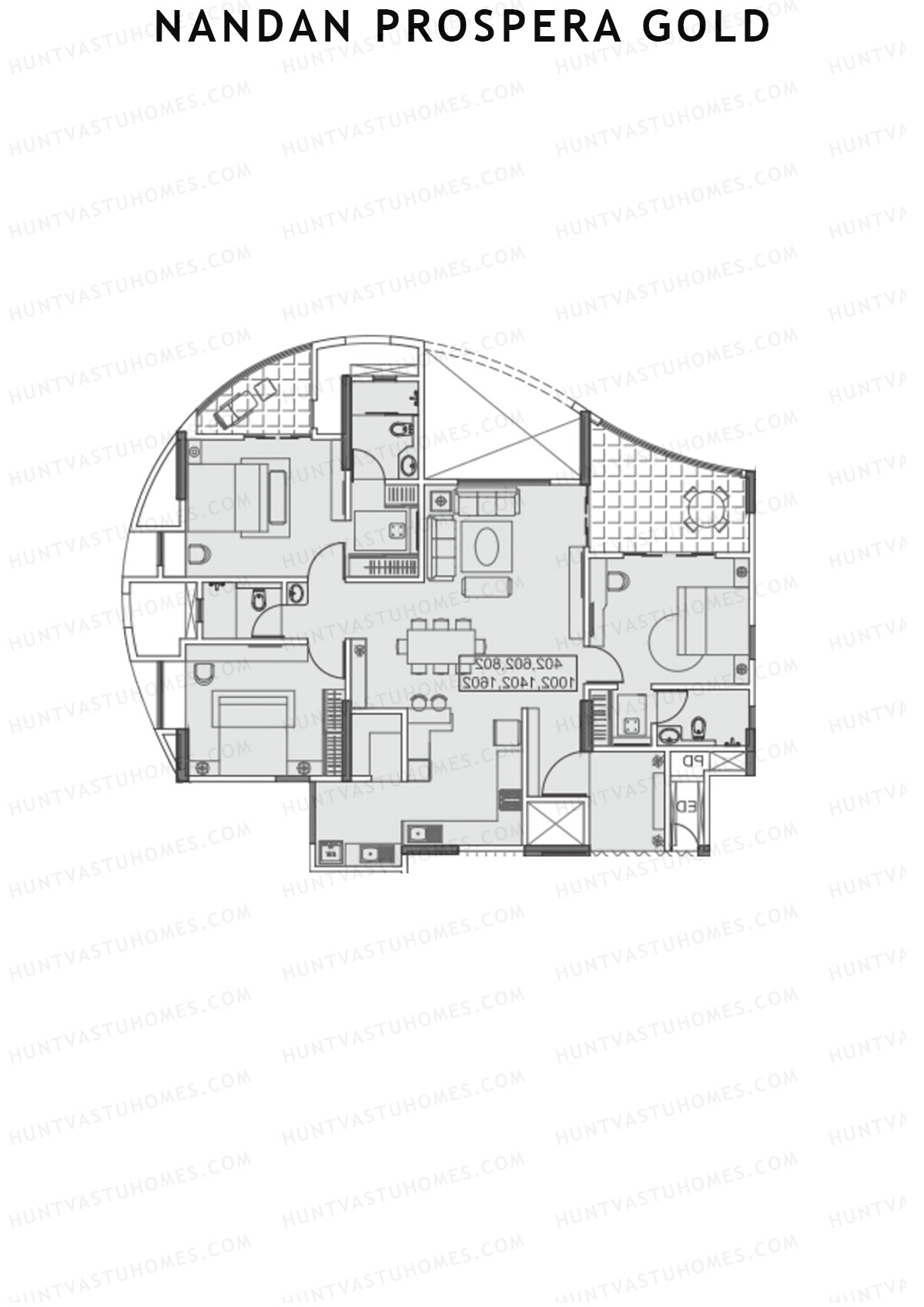 Nandan Prospera Gold Tower B3 Unit 1 Floor Plan