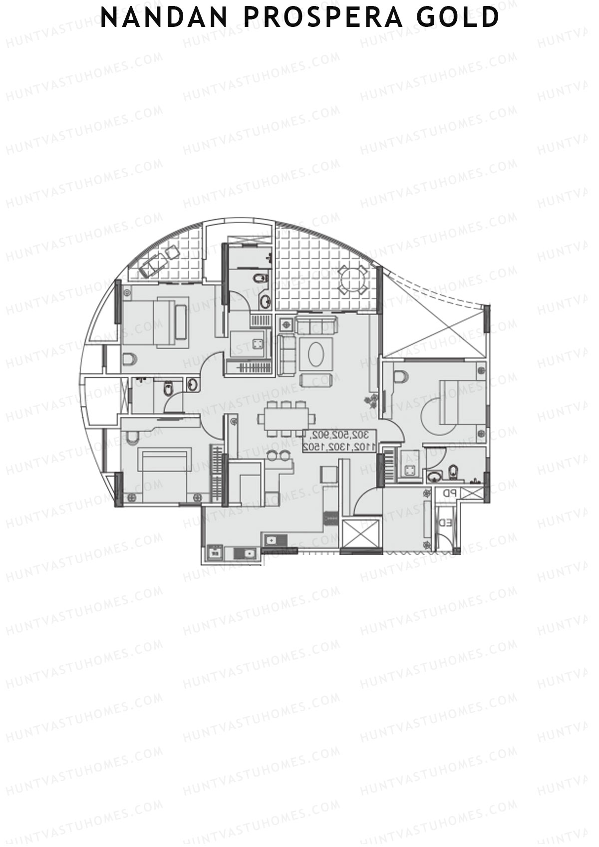Nandan Prospera Gold Tower B3 Unit 1 Floor Plan