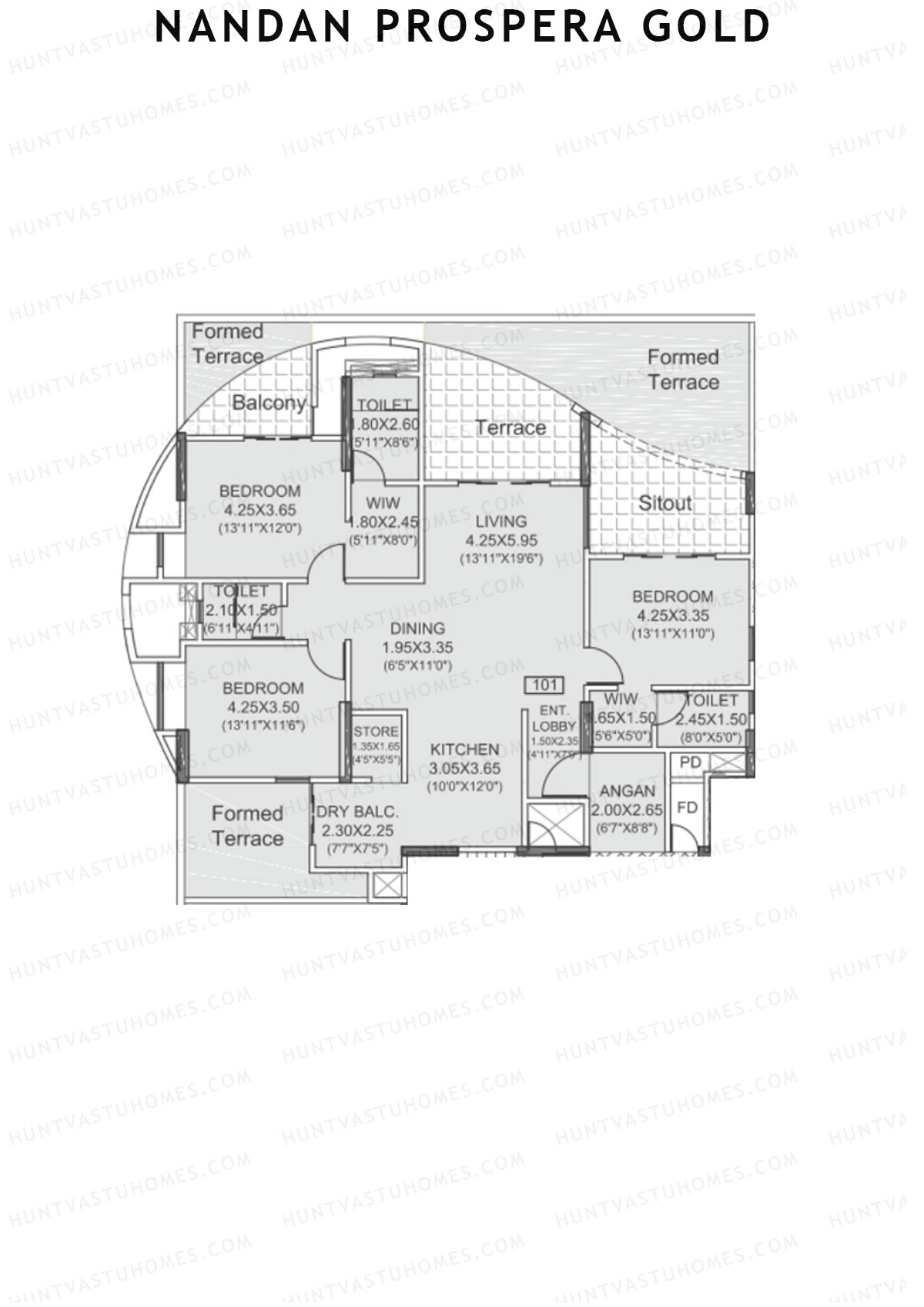 Nandan Prospera Gold Tower B3 Unit 1 Floor Plan