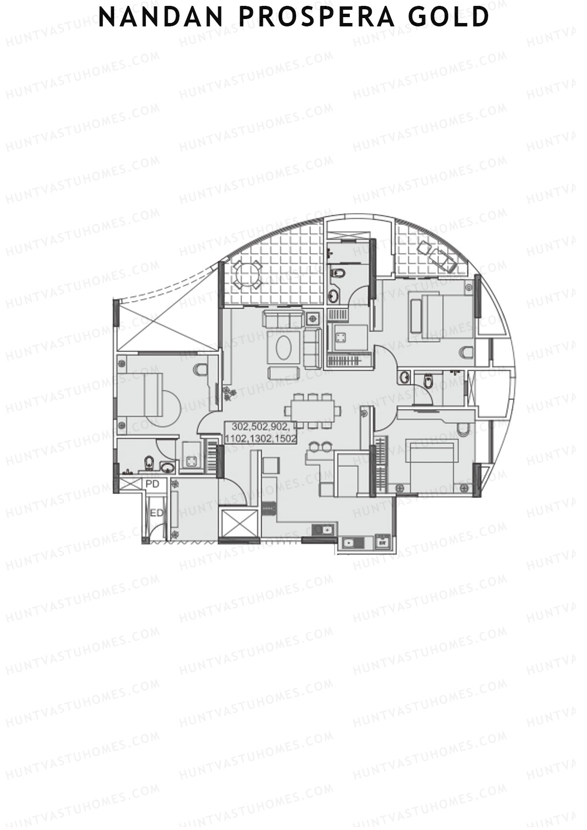 Nandan Prospera Gold Tower B3 Unit 2 Floor Plan
