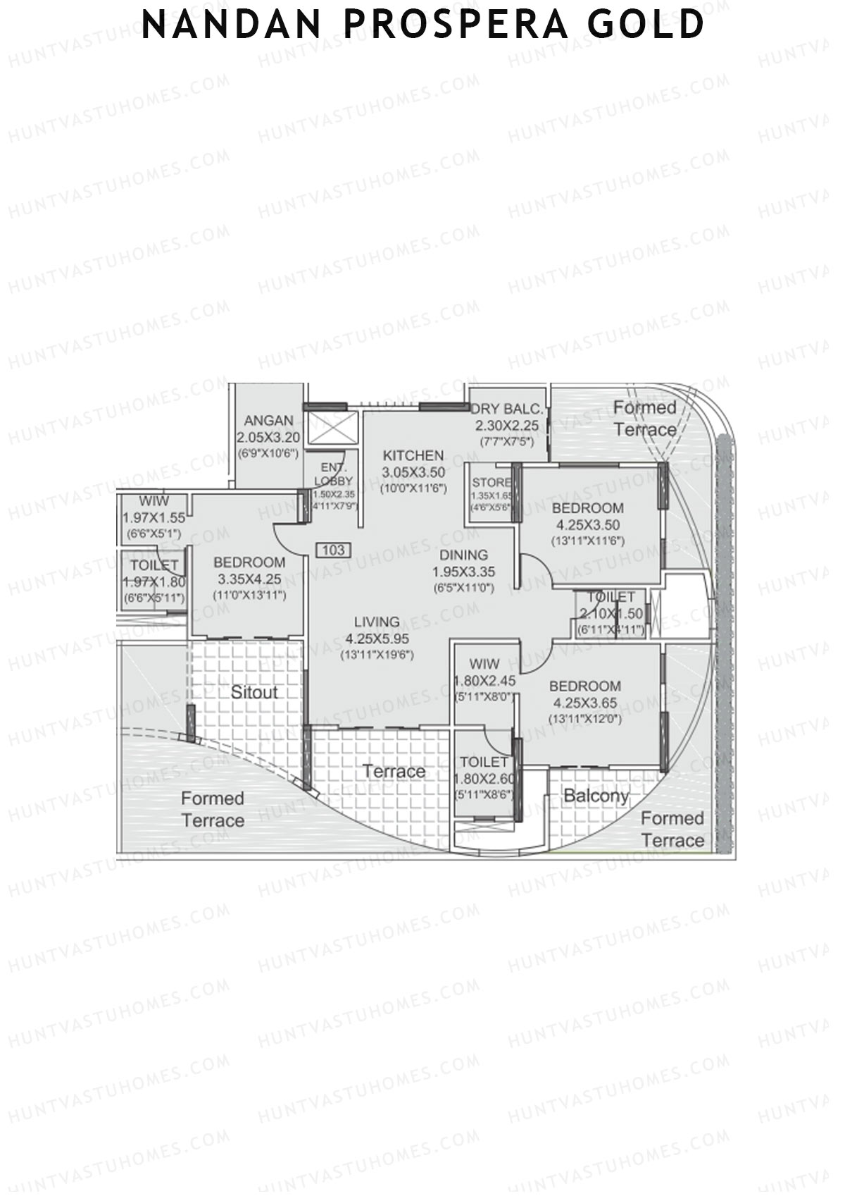 Nandan Prospera Gold Tower B3 Unit 3 Floor Plan