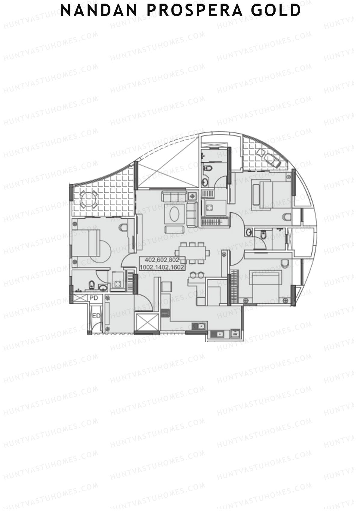 Nandan Prospera Gold Tower B4 Unit 2 Floor Plan