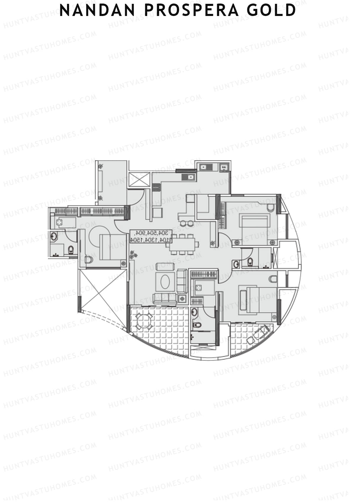 Nandan Prospera Gold Tower B4 Unit 3 Floor Plan
