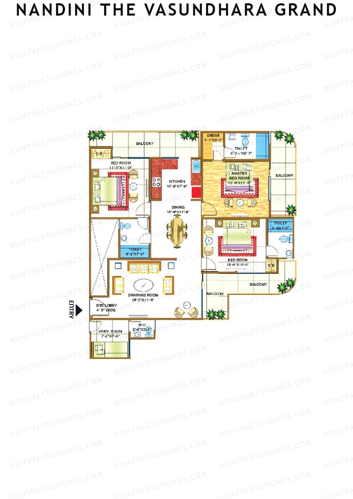 Nandini The Vasundhara Grand Block A Unit 2 (Type 2) Floor Plan