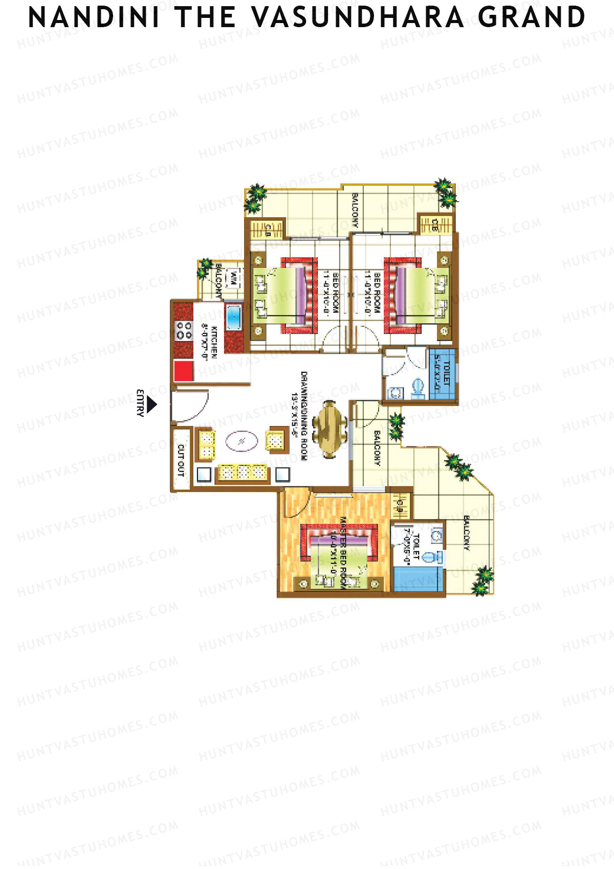 Nandini The Vasundhara Grand Block A Unit 3 (Type 5) Floor Plan