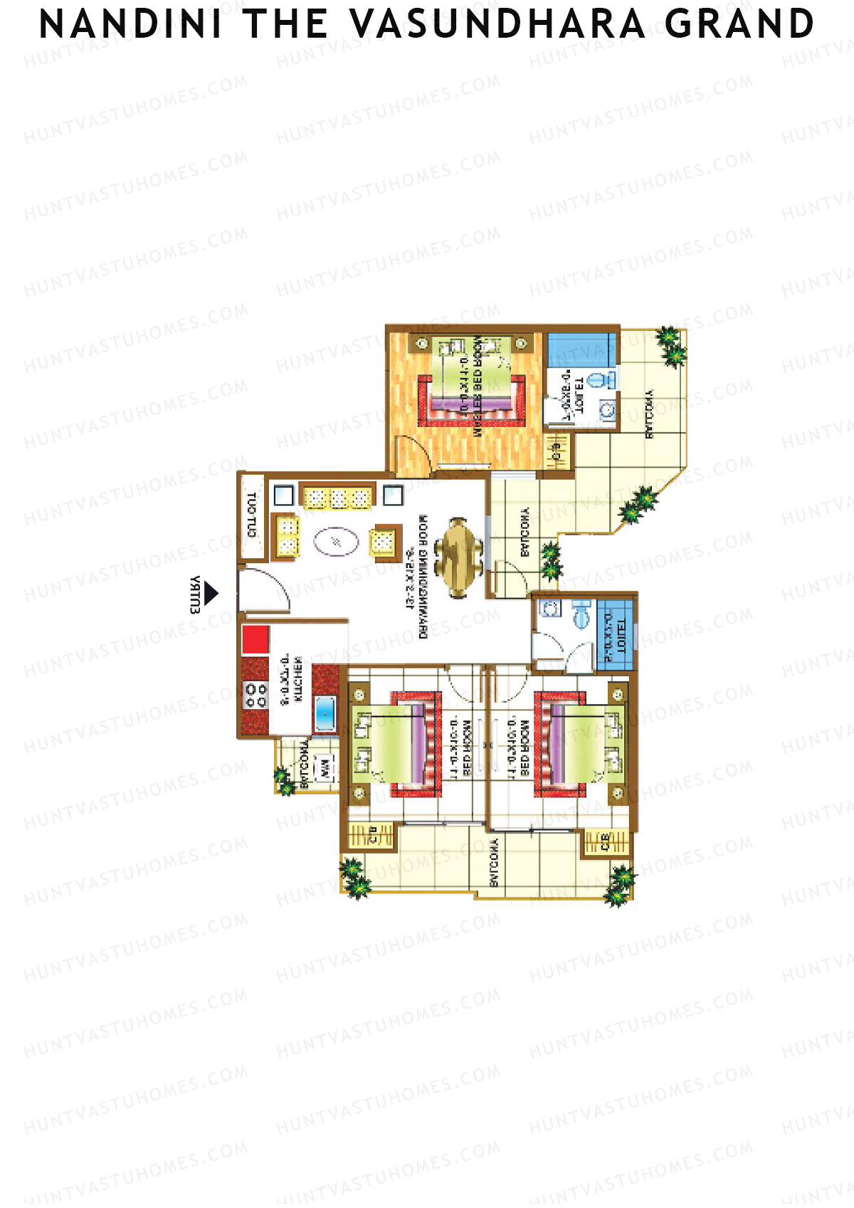 Nandini The Vasundhara Grand Block A Unit 4 (Type 5) Floor Plan
