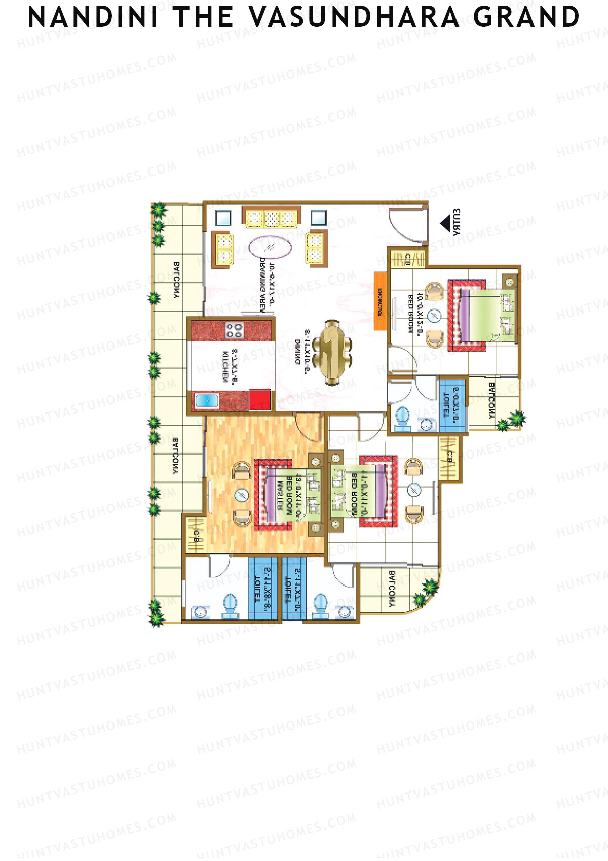 Nandini The Vasundhara Grand Block A Unit 5 (Type 3) Floor Plan