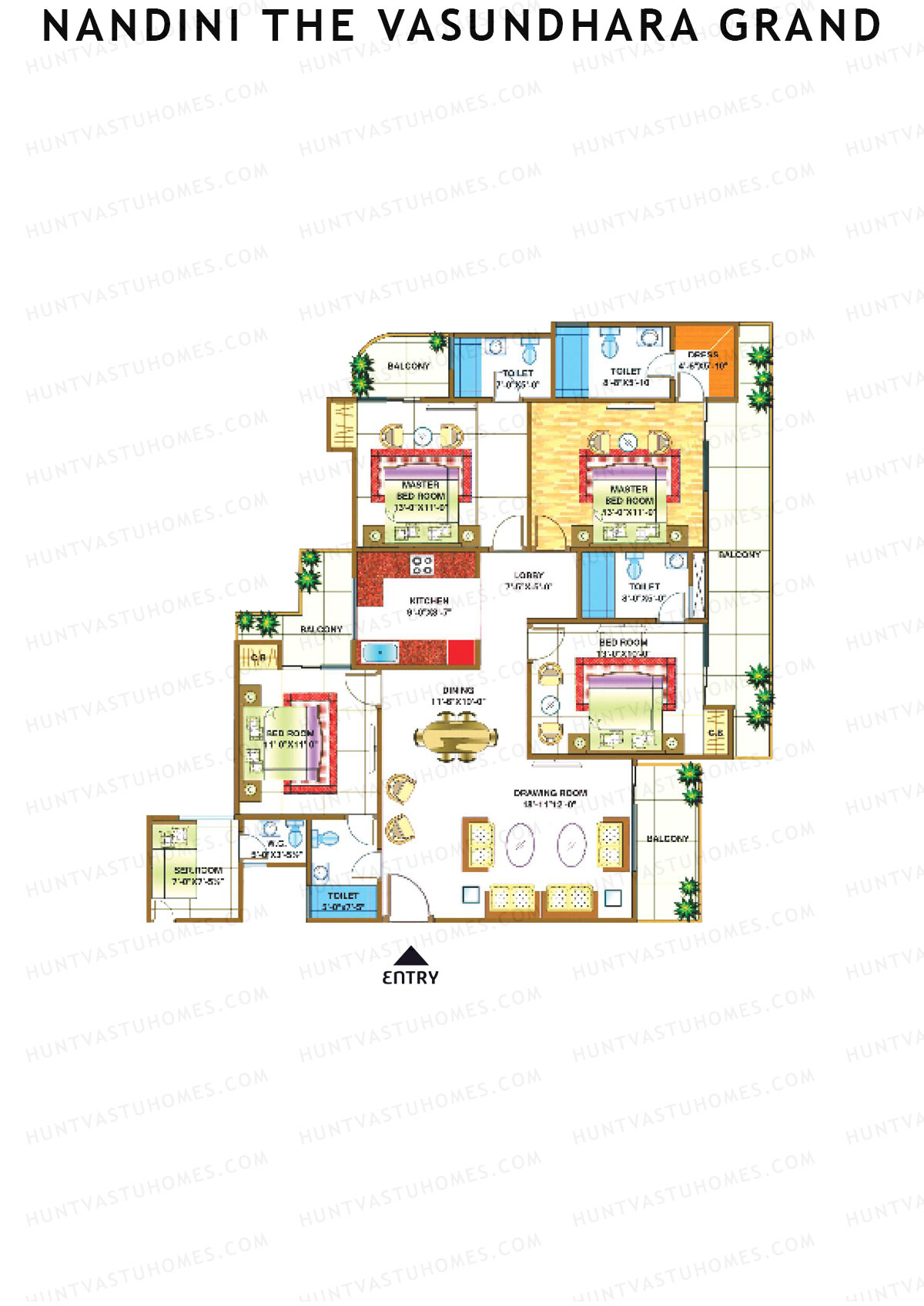 Nandini The Vasundhara Grand Block B Unit 1 (Type 1) Floor Plan
