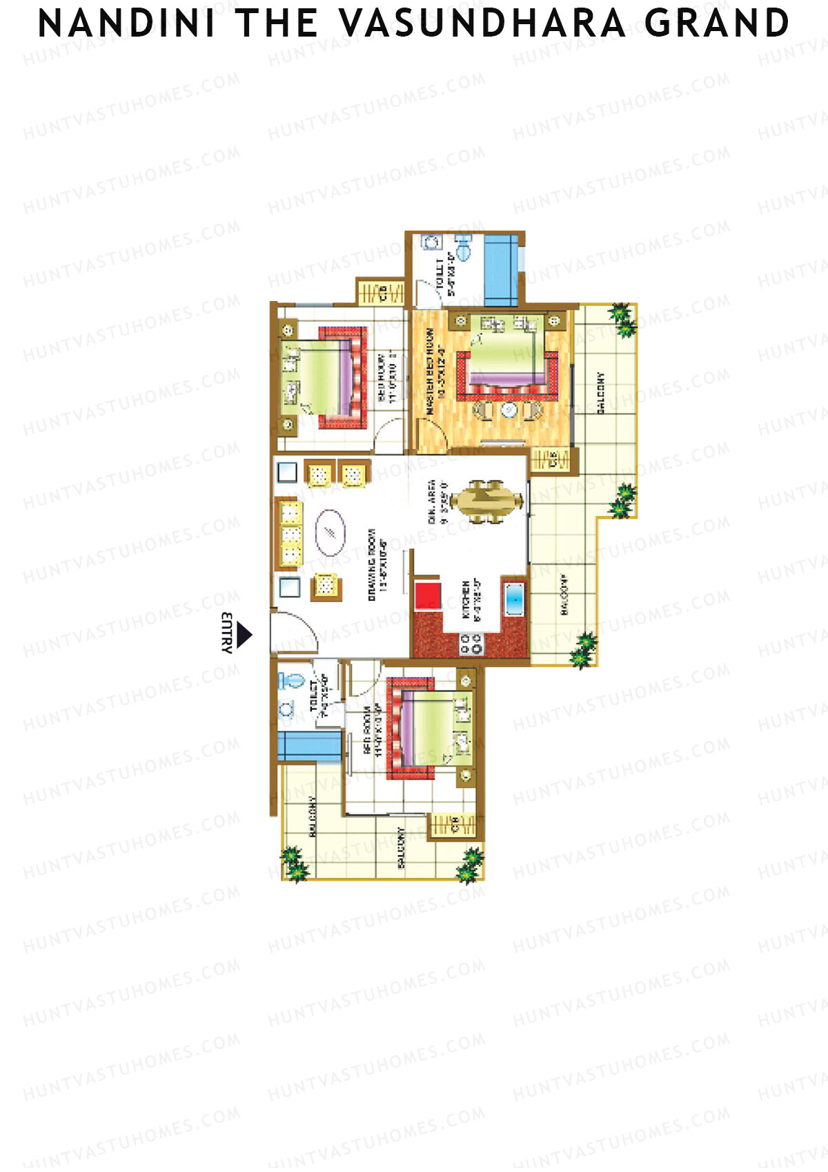 Nandini The Vasundhara Grand Block B Unit 3 (Type 4) Floor Plan