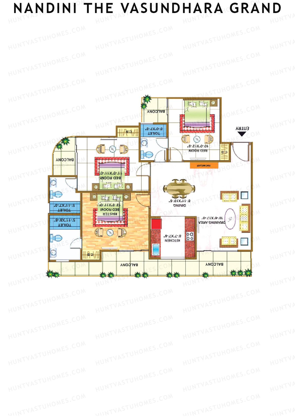 Nandini The Vasundhara Grand Block B Unit 4 (Type 3) Floor Plan