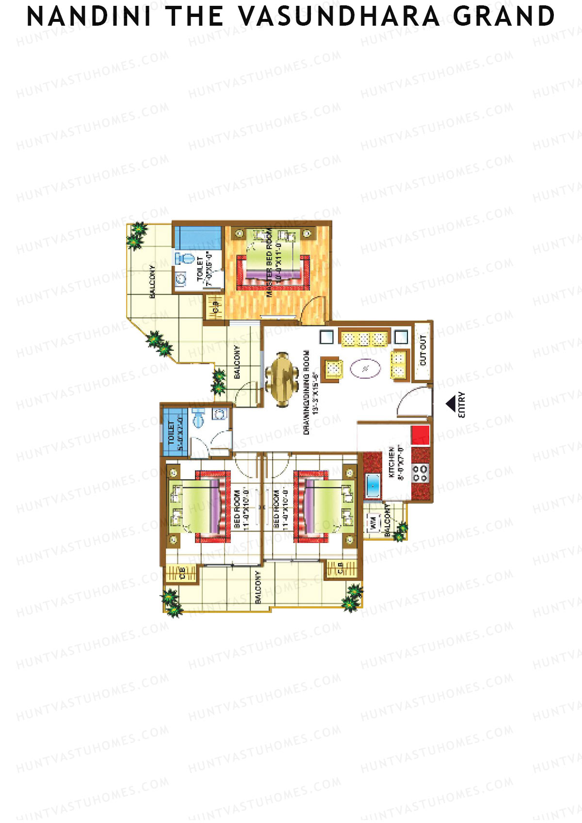 Nandini The Vasundhara Grand Block B Unit 5 (Type 5) Floor Plan