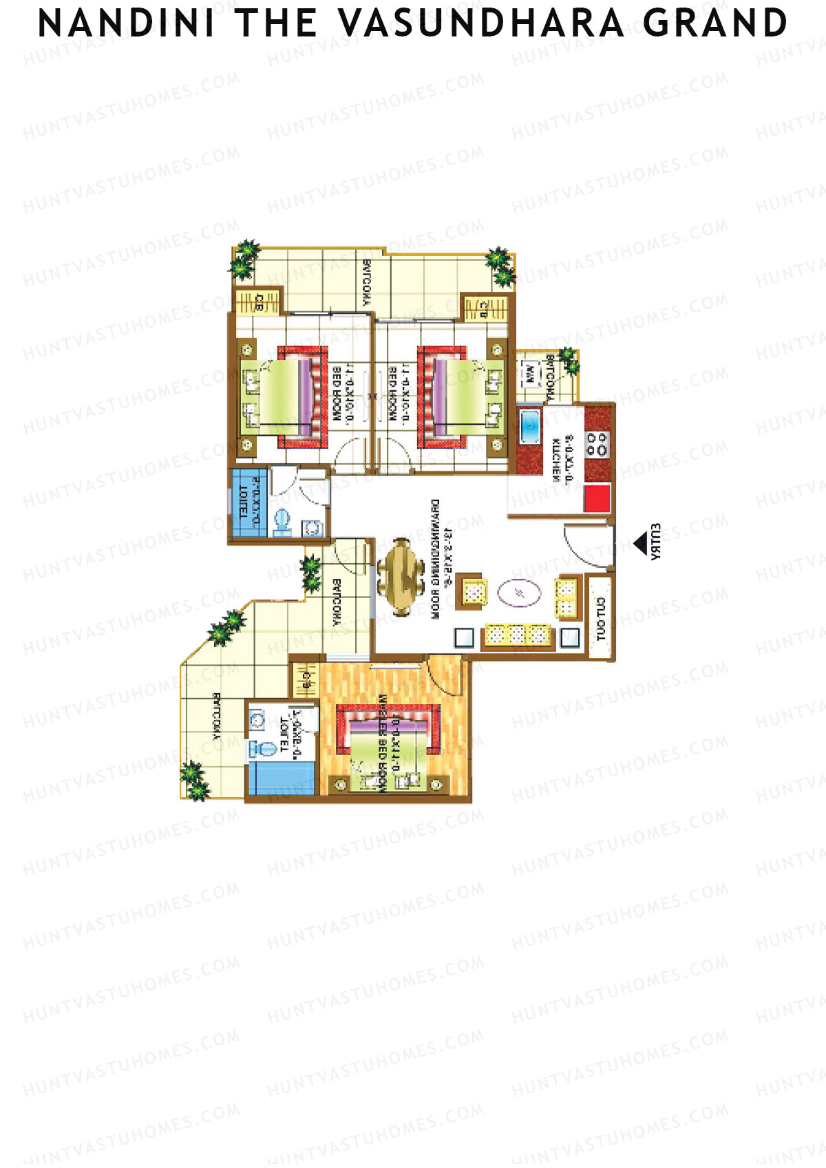 Nandini The Vasundhara Grand Block B Unit 6 (Type 5) Floor Plan