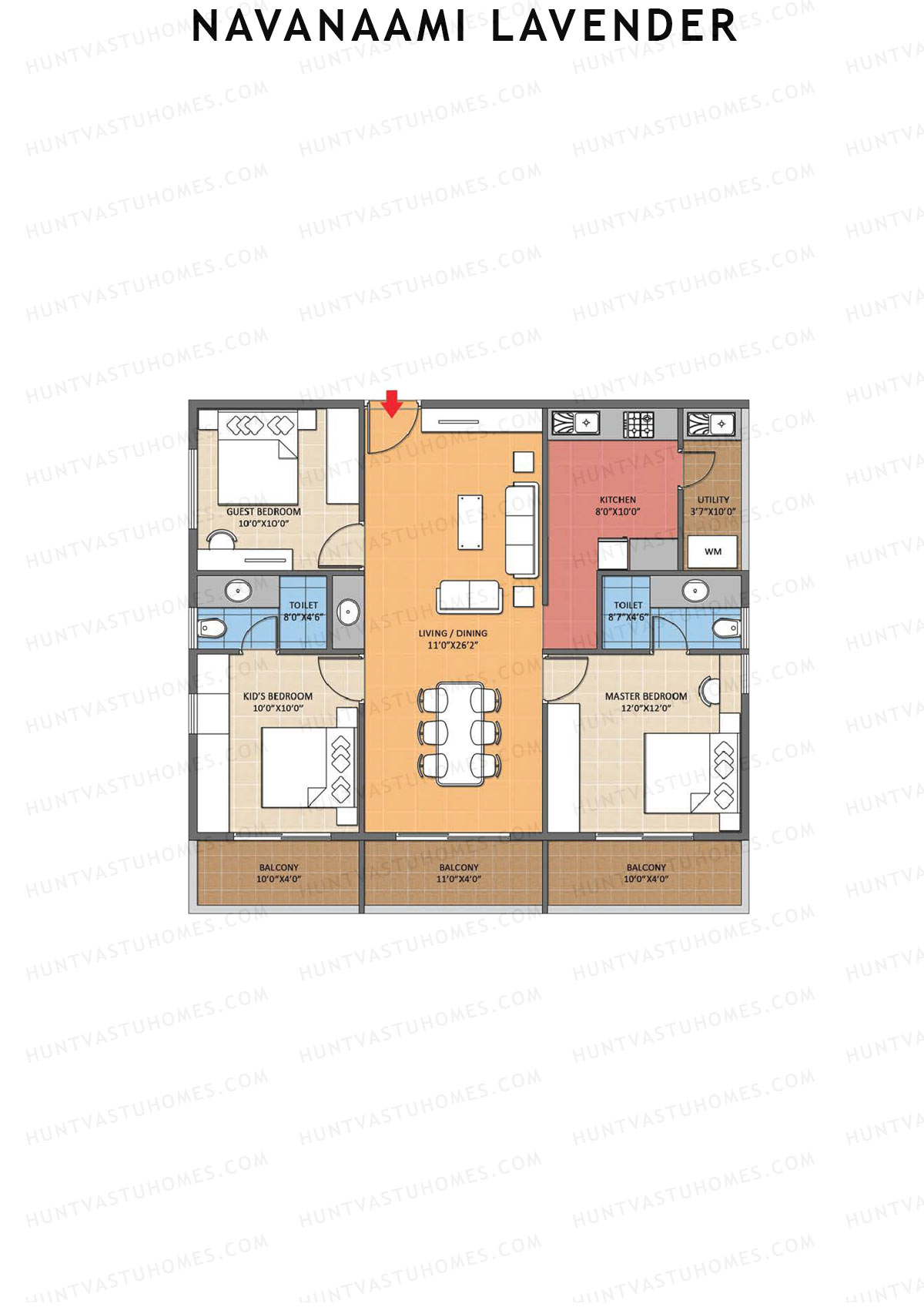 Navanaami Lavender, Block Lavender, Unit 10 (Type 6), 3BHK, Super Area 1395   sq ft 