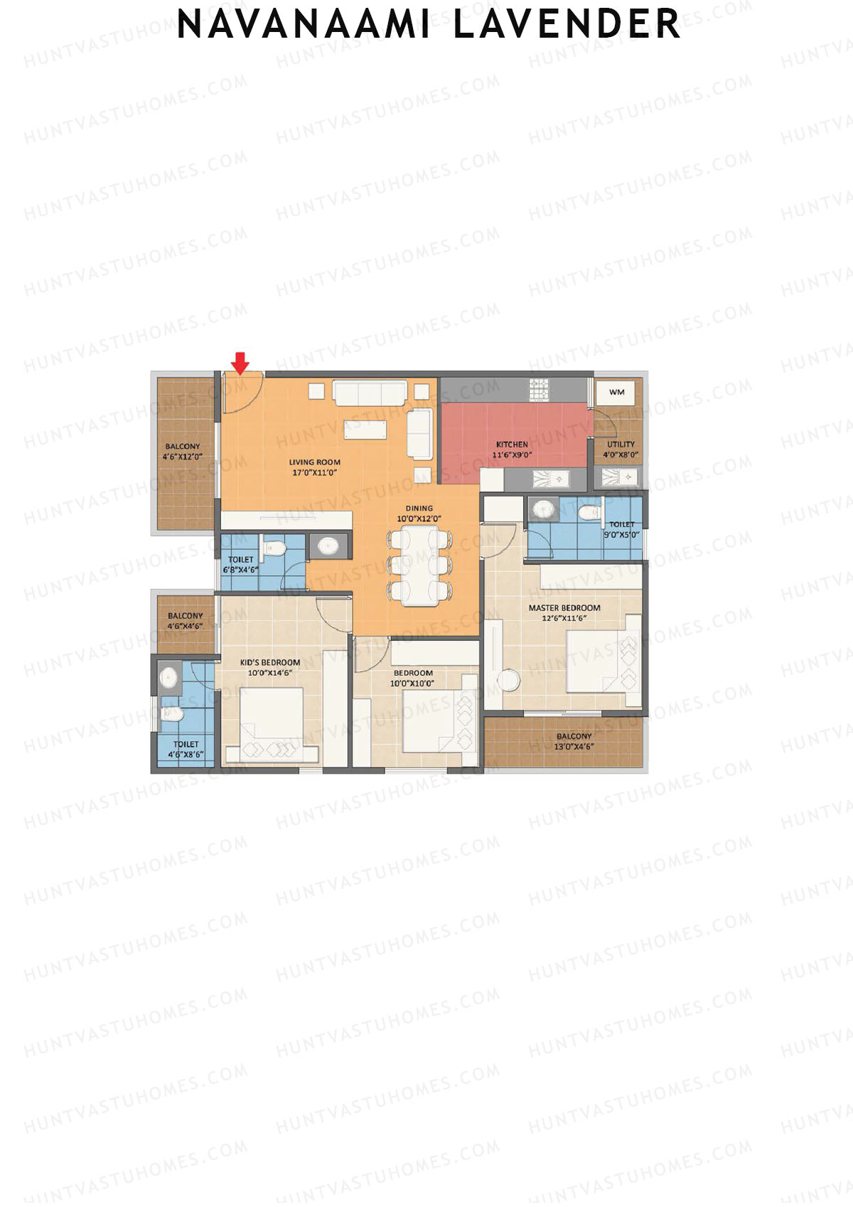 Navanaami Lavender, Block Lavender, Unit 13 (Type 7), 3BHK, Super Area 1550   sq ft 