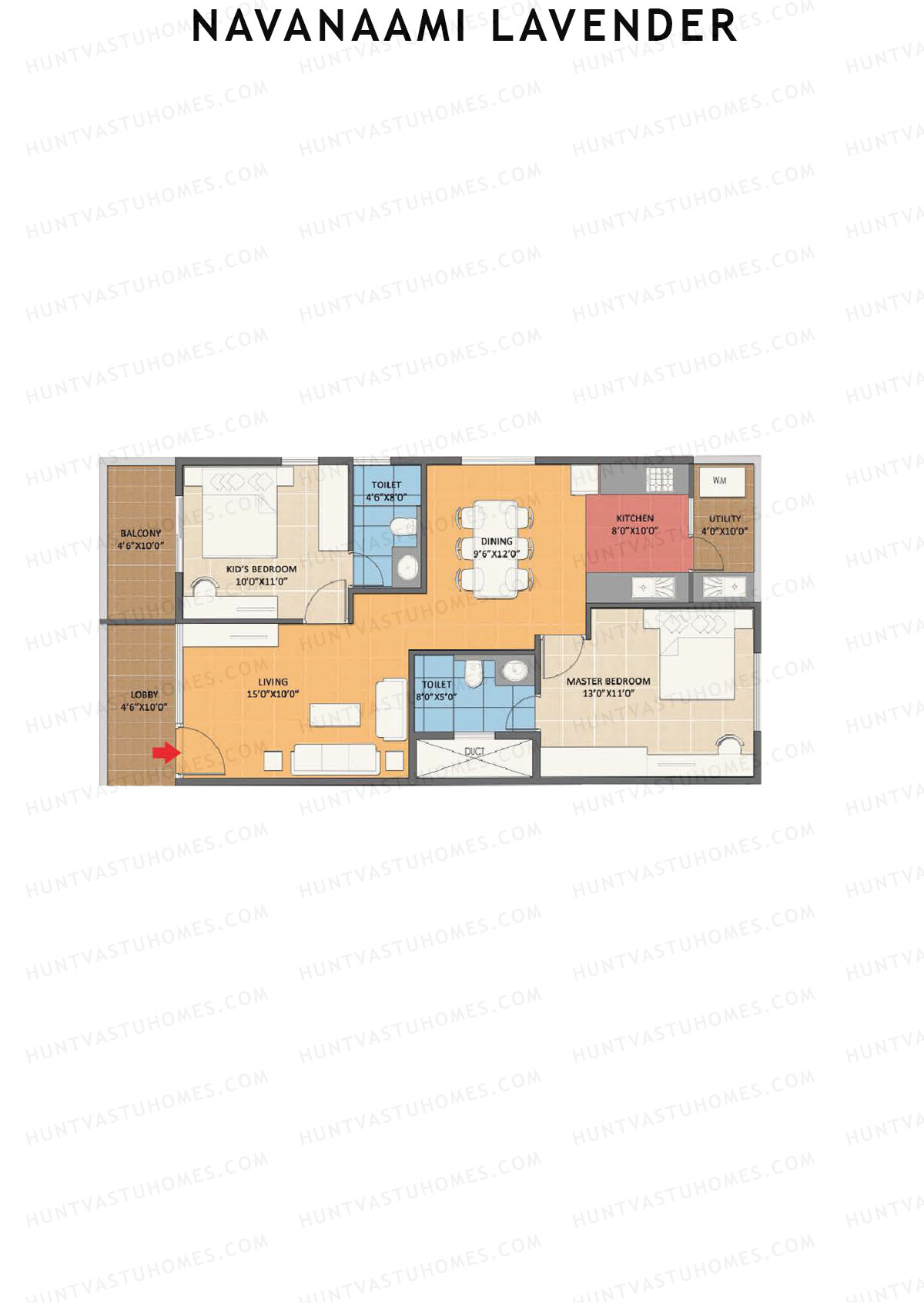 Navanaami Lavender, Block Lavender, Unit 14 (Type 8), 2BHK, Super Area 1170   sq ft 