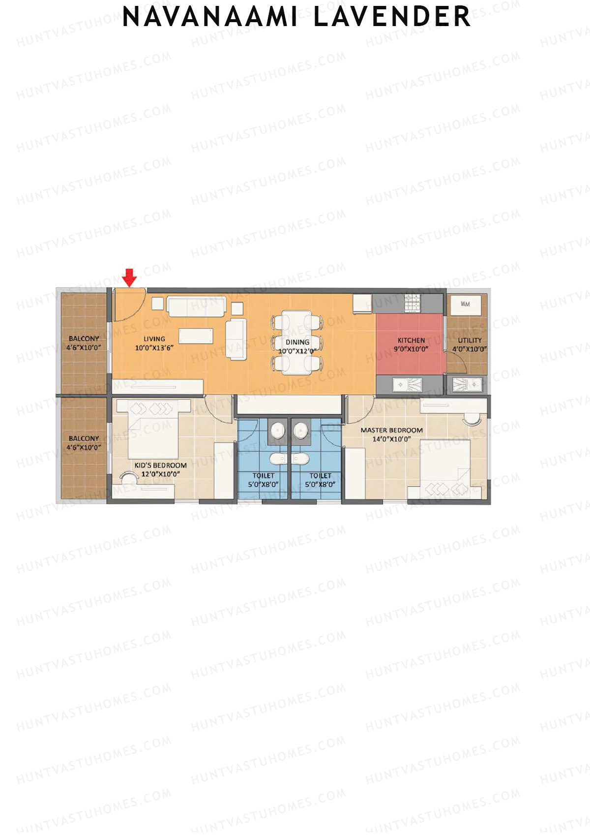 Navanaami Lavender, Block Lavender, Unit 15 (Type 9), 2BHK, Super Area 1165   sq ft 