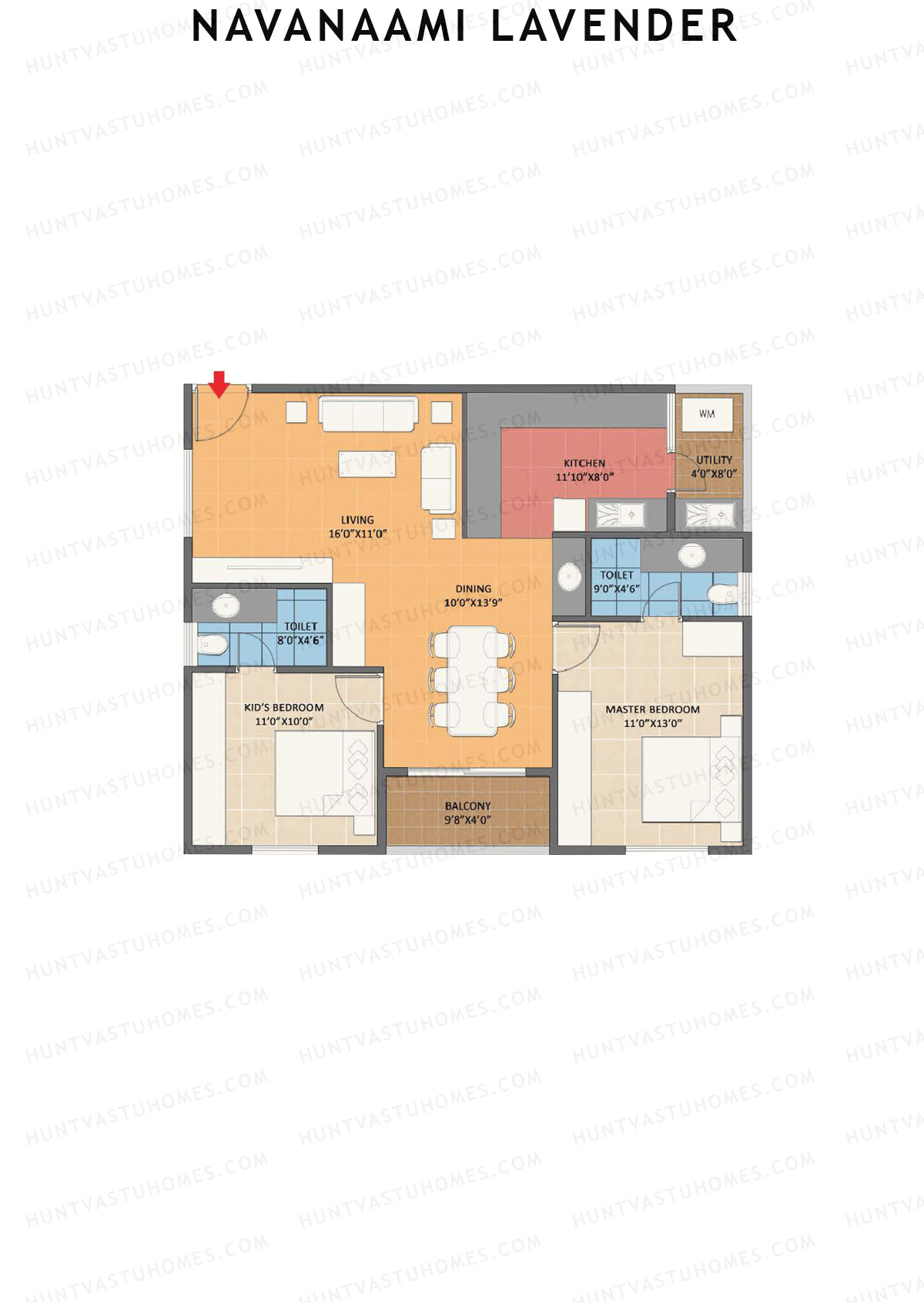 Navanaami Lavender, Block Lavender, Unit 18 (Type 10), 2BHK, Super Area 1165   sq ft 