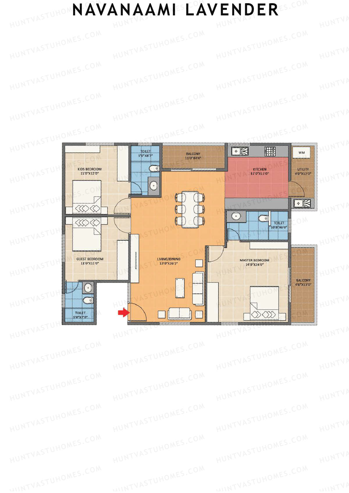 Navanaami Lavender, Block Lavender, Unit 6 (Type 3), 3BHK, Super Area 1690   sq ft 