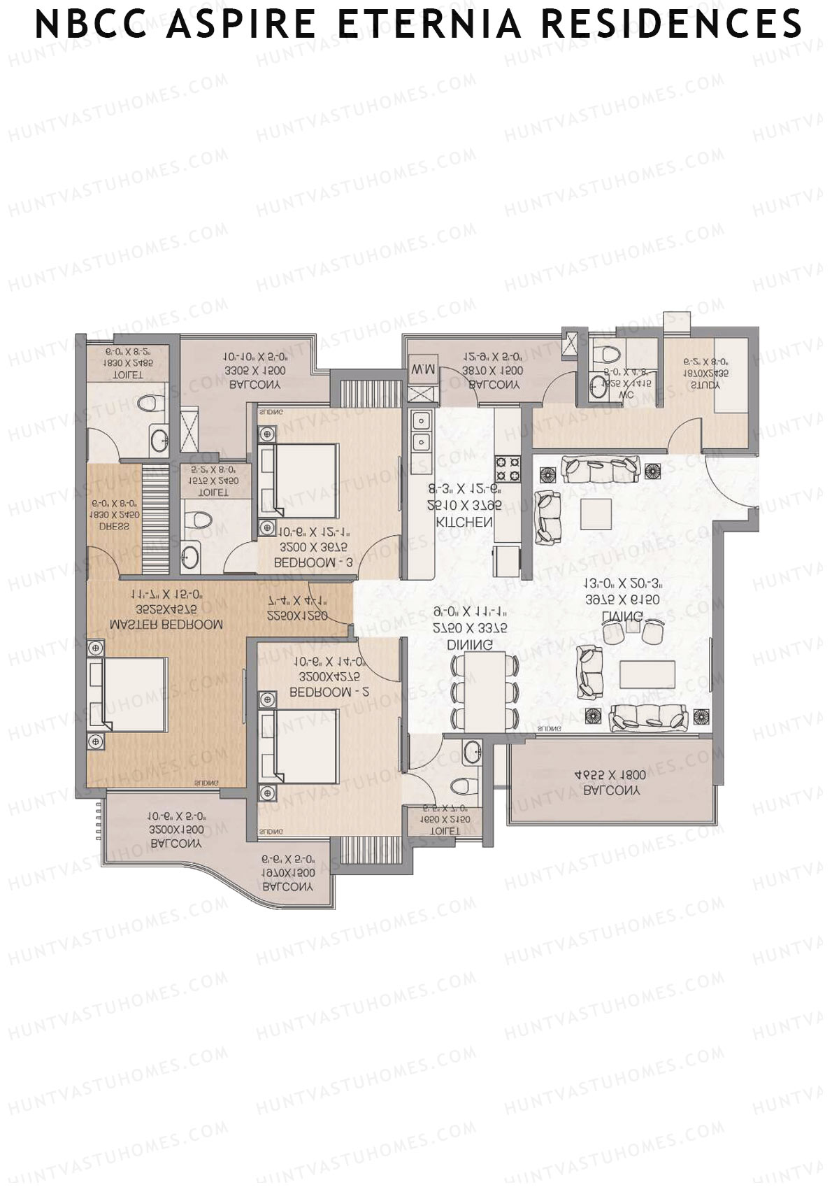 NBCC Aspire Eternia Residences Dahlia Unit 3 Floor Plan