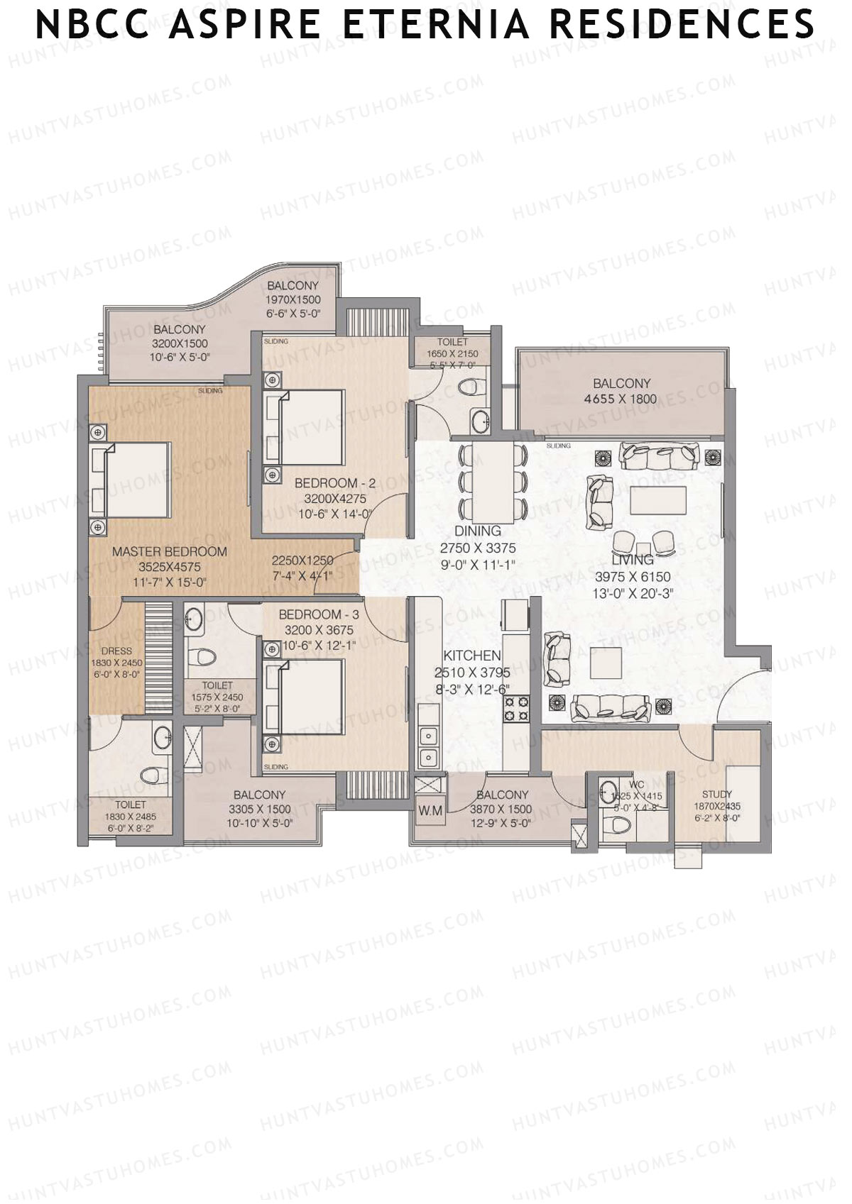NBCC Aspire Eternia Residences Tower Lily Unit 3 Floor Plan
