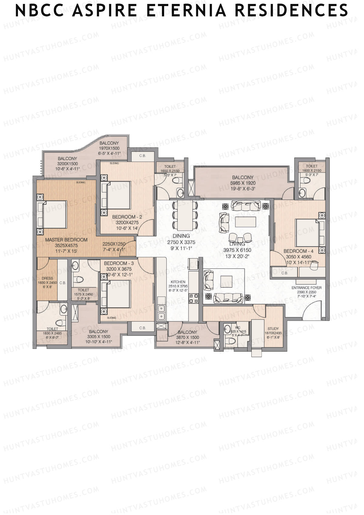 NBCC Aspire Eternia Residences Tower Lily Unit 3 Floor Plan