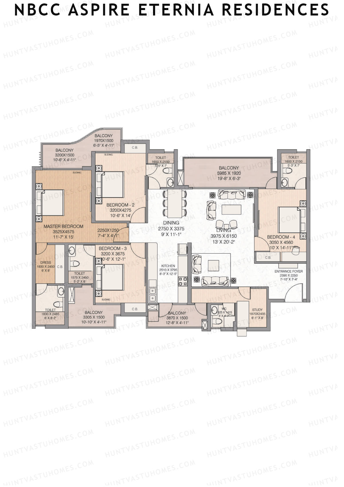 NBCC Aspire Eternia Residences Orchid Unit 3 Floor Plan