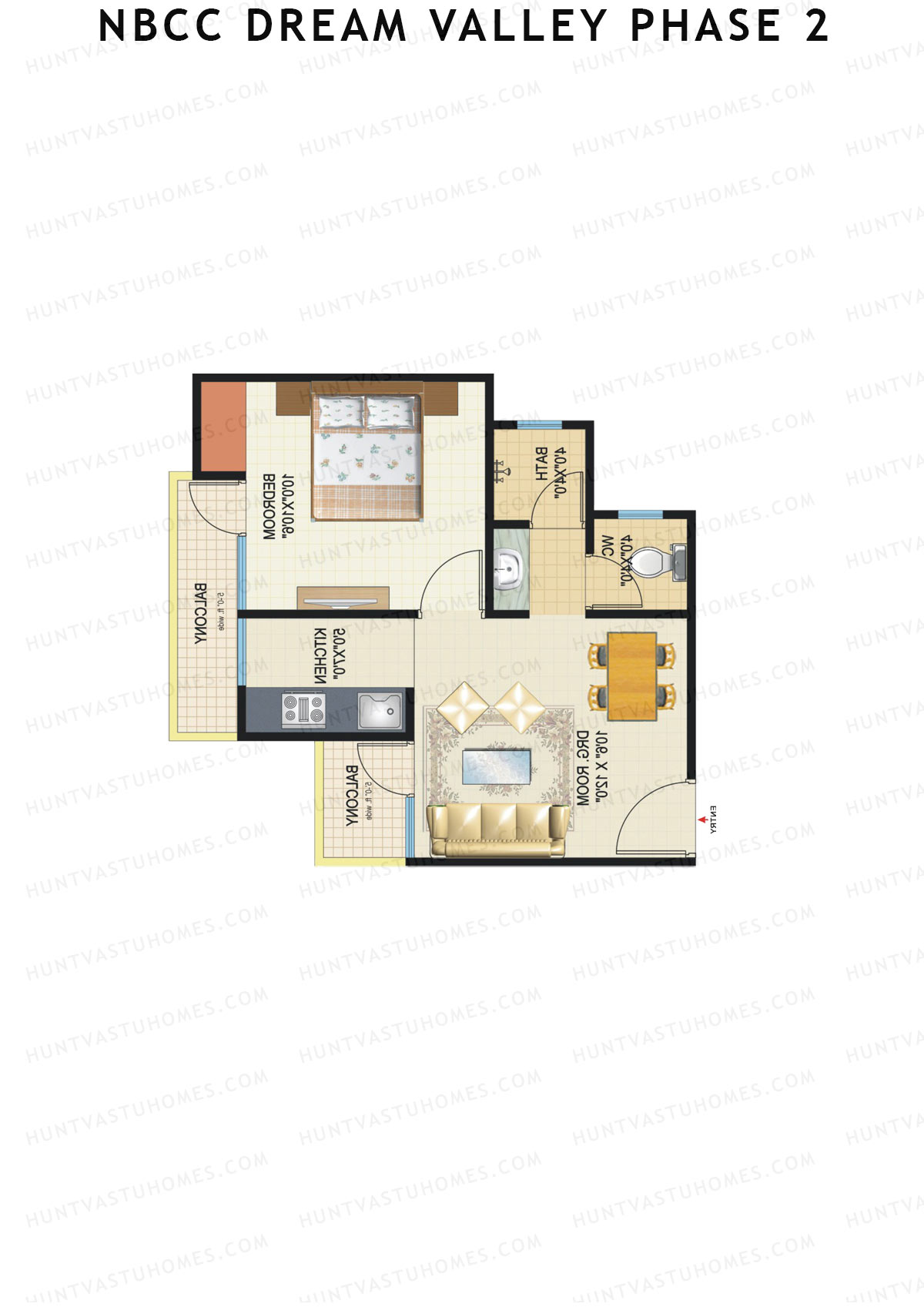 NBCC Dream Valley Phase 2, Tower A3, Unit 8, 1BHK, Super Area 585   sq ft 