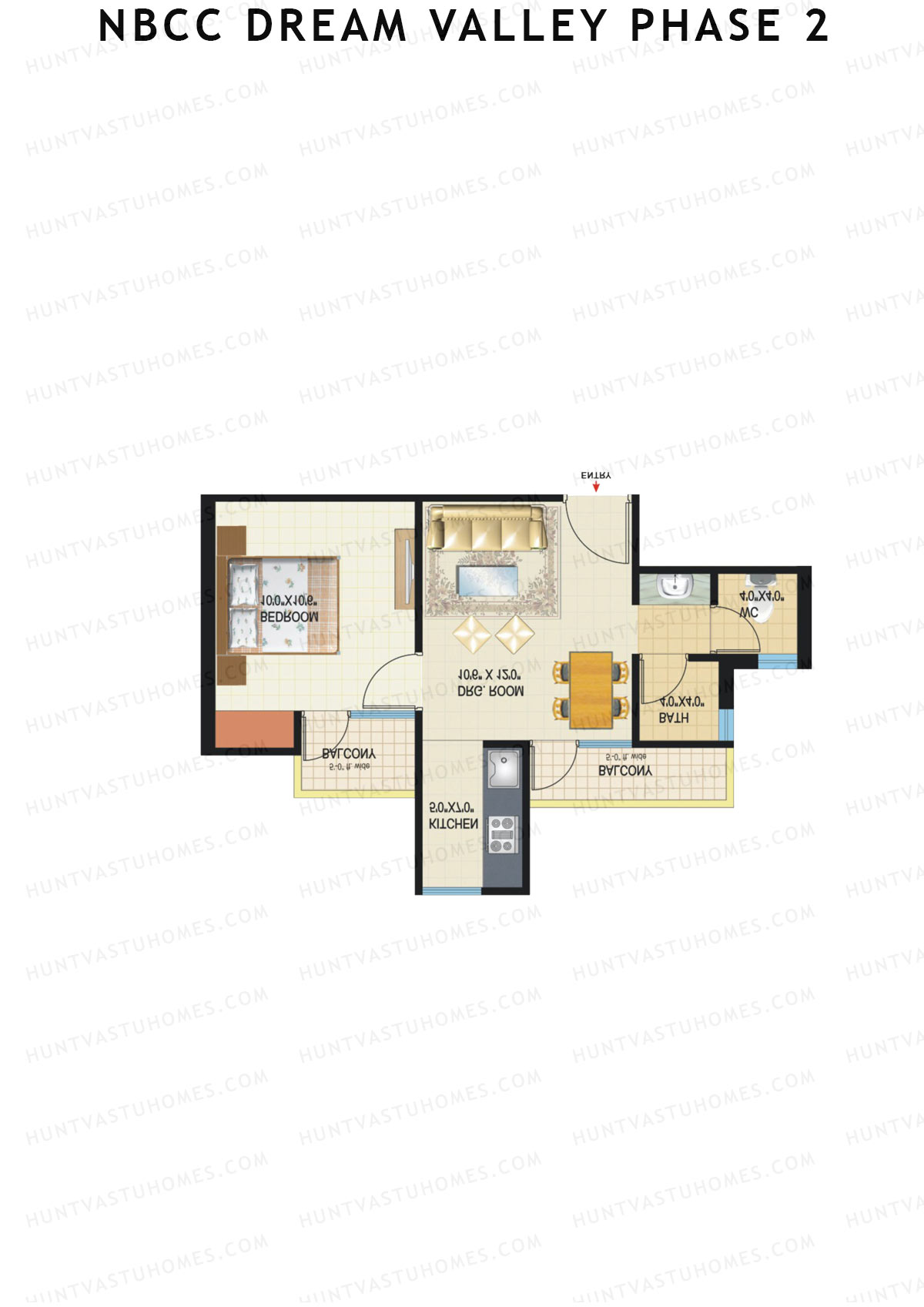 NBCC Dream Valley Phase 2, Tower A5, Unit 7, 1BHK, Super Area 585   sq ft 