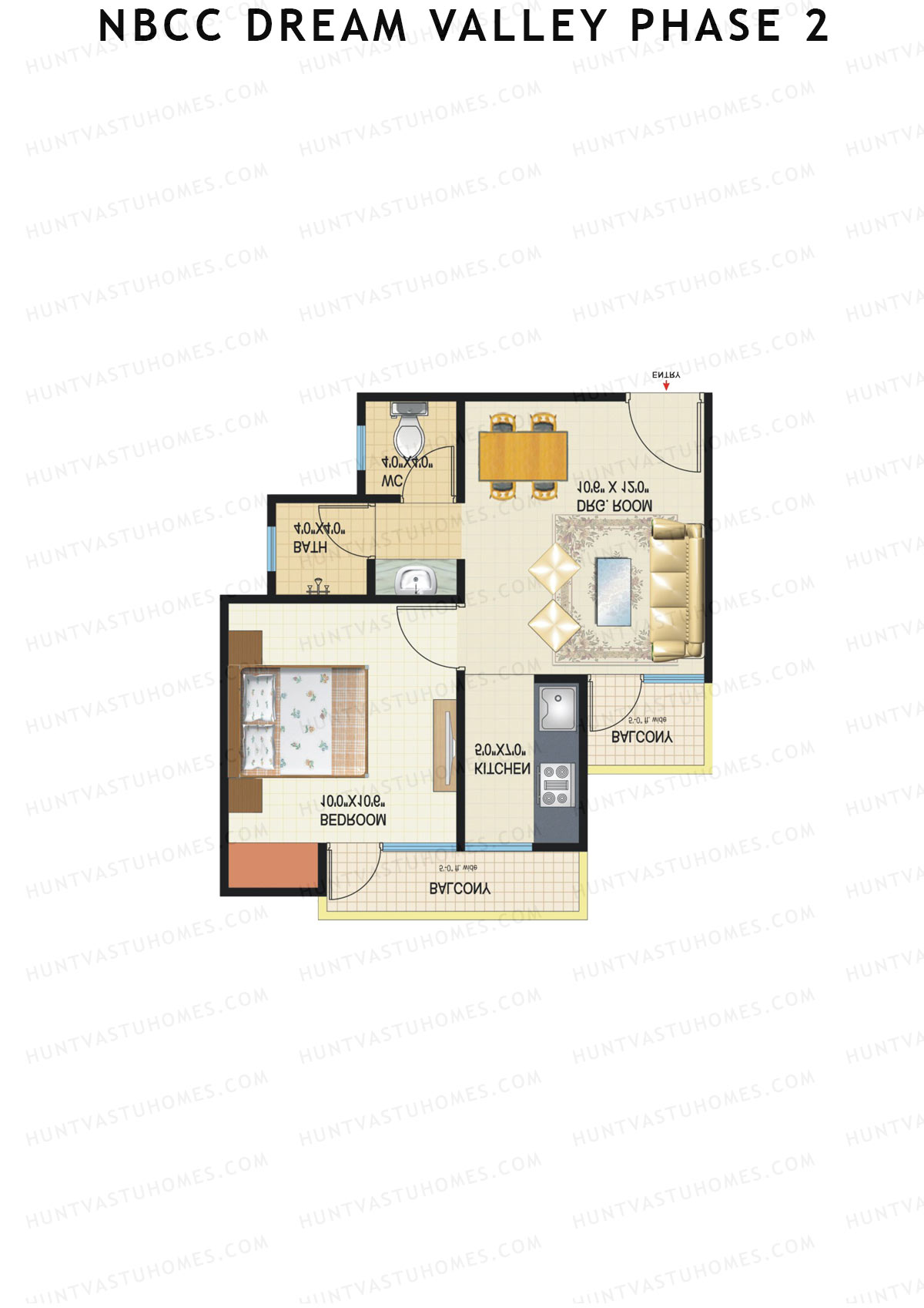 NBCC Dream Valley Phase 2, Tower A7, Unit 4, 1BHK, Super Area 585   sq ft 