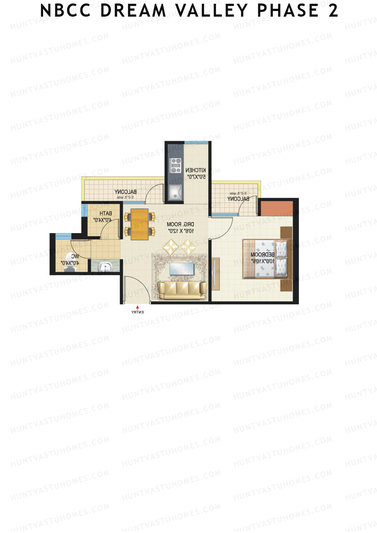 NBCC Dream Valley Phase 2, Tower A7, Unit 7, 1BHK, Super Area 585   sq ft 