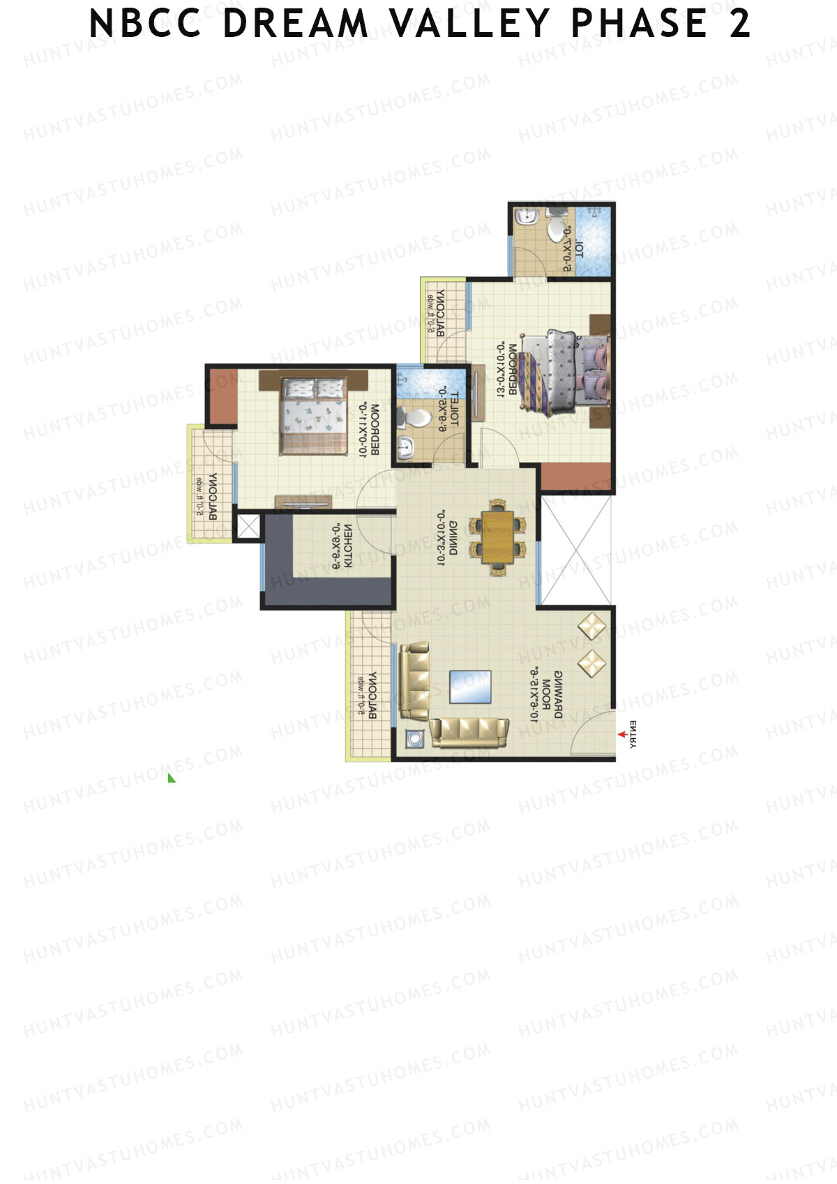 NBCC Dream Valley Phase 2, Tower D1, Unit 6, 2BHK, Super Area 1115   sq ft 