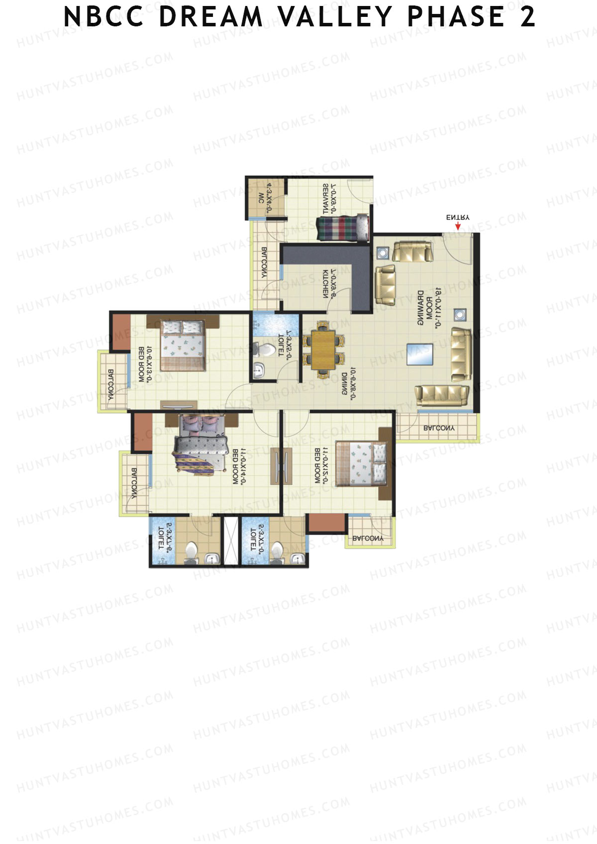 NBCC Dream Valley Phase 2, Tower E8, Unit 6, 3BHK, Super Area 1715   sq ft 
